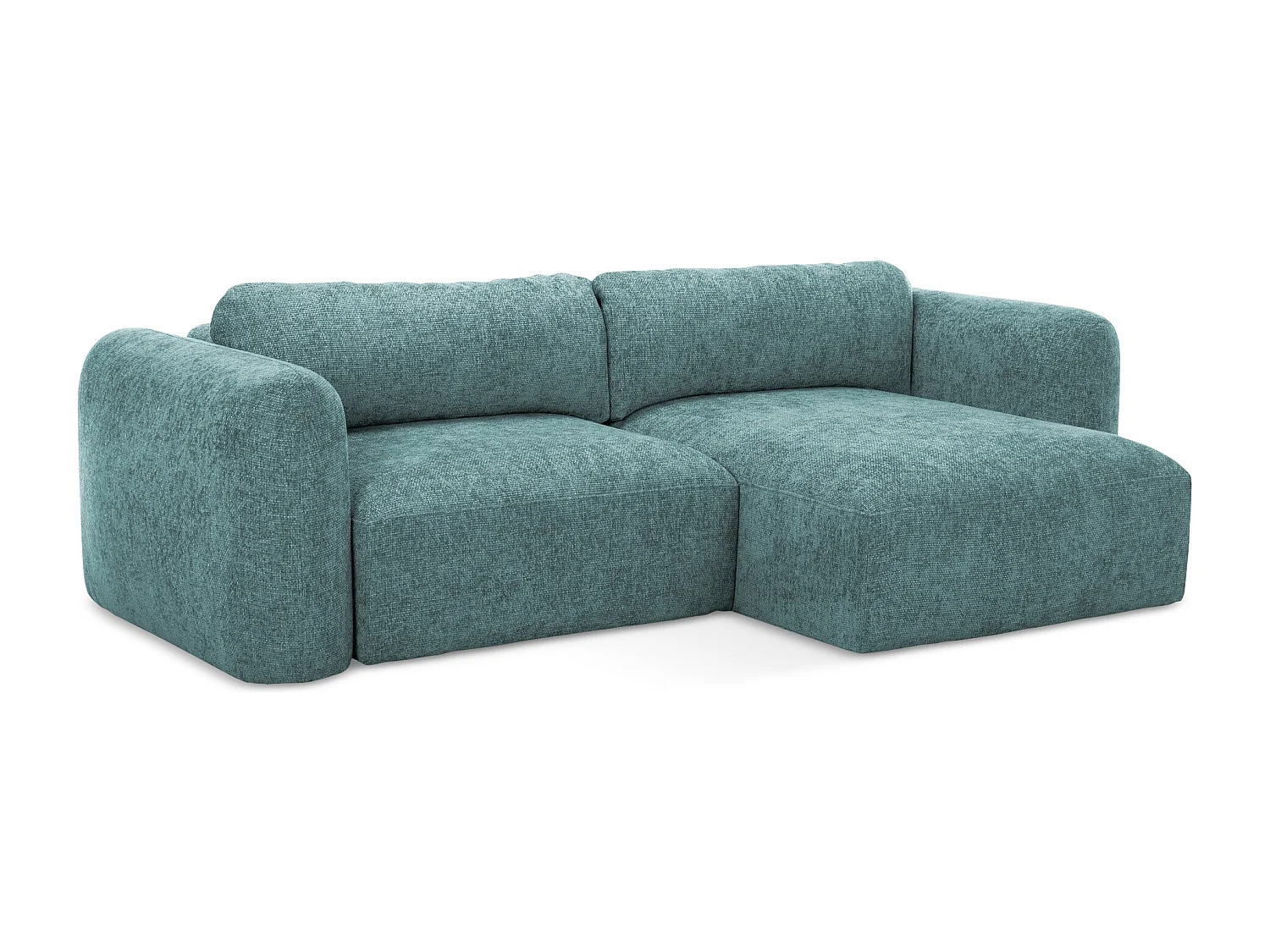 Canapé d'angle droit convertible en tissu chenille - jeans - MELE