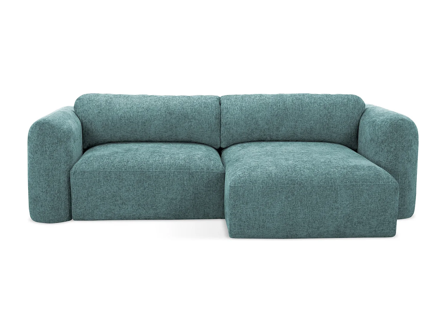 Canapé d'angle droit convertible en tissu chenille - jeans - MELE