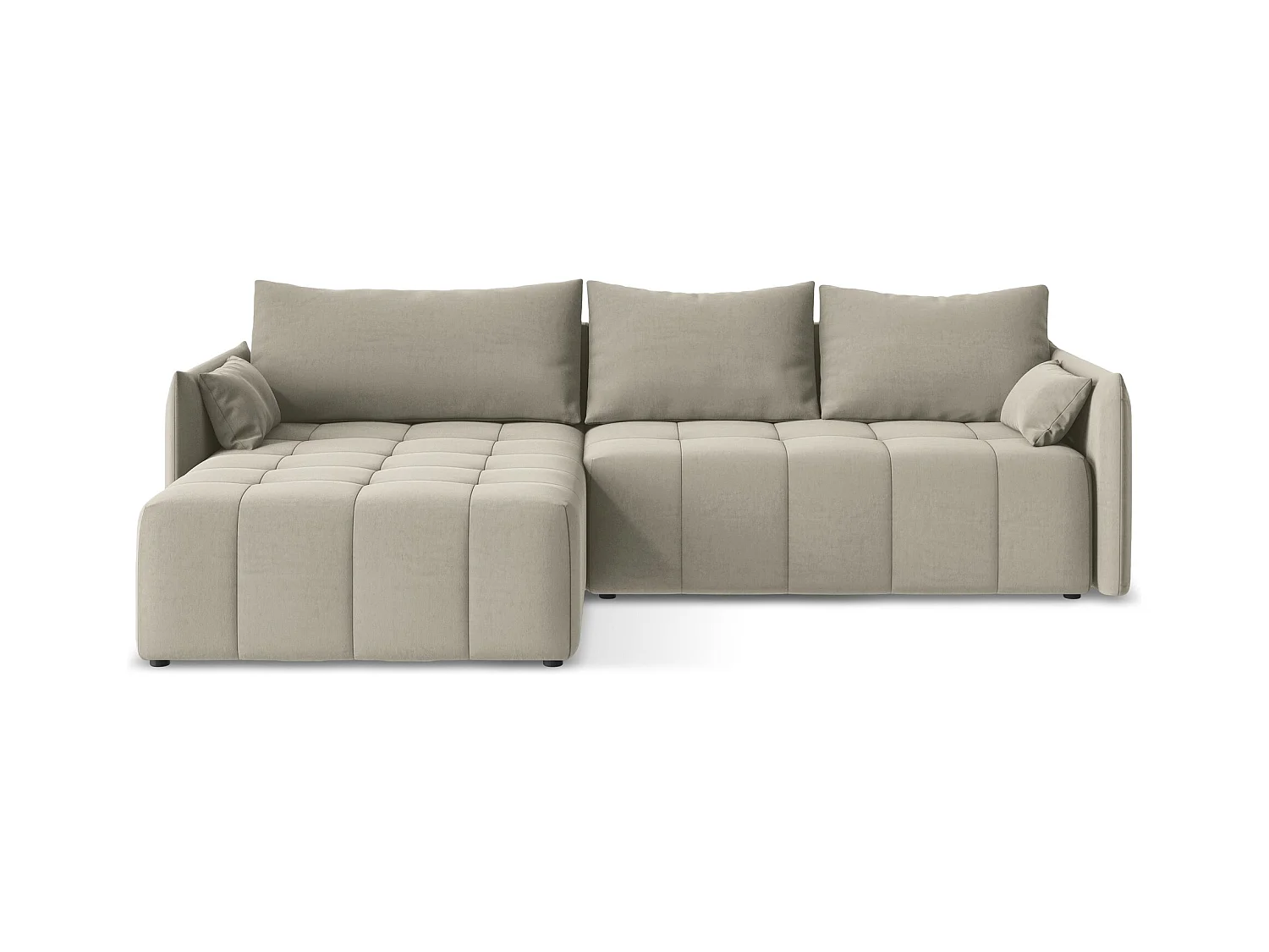 3-Sitzer Ecksofa mit Schlaffunktion - Ecke Links - Samt - Perle - MOKU