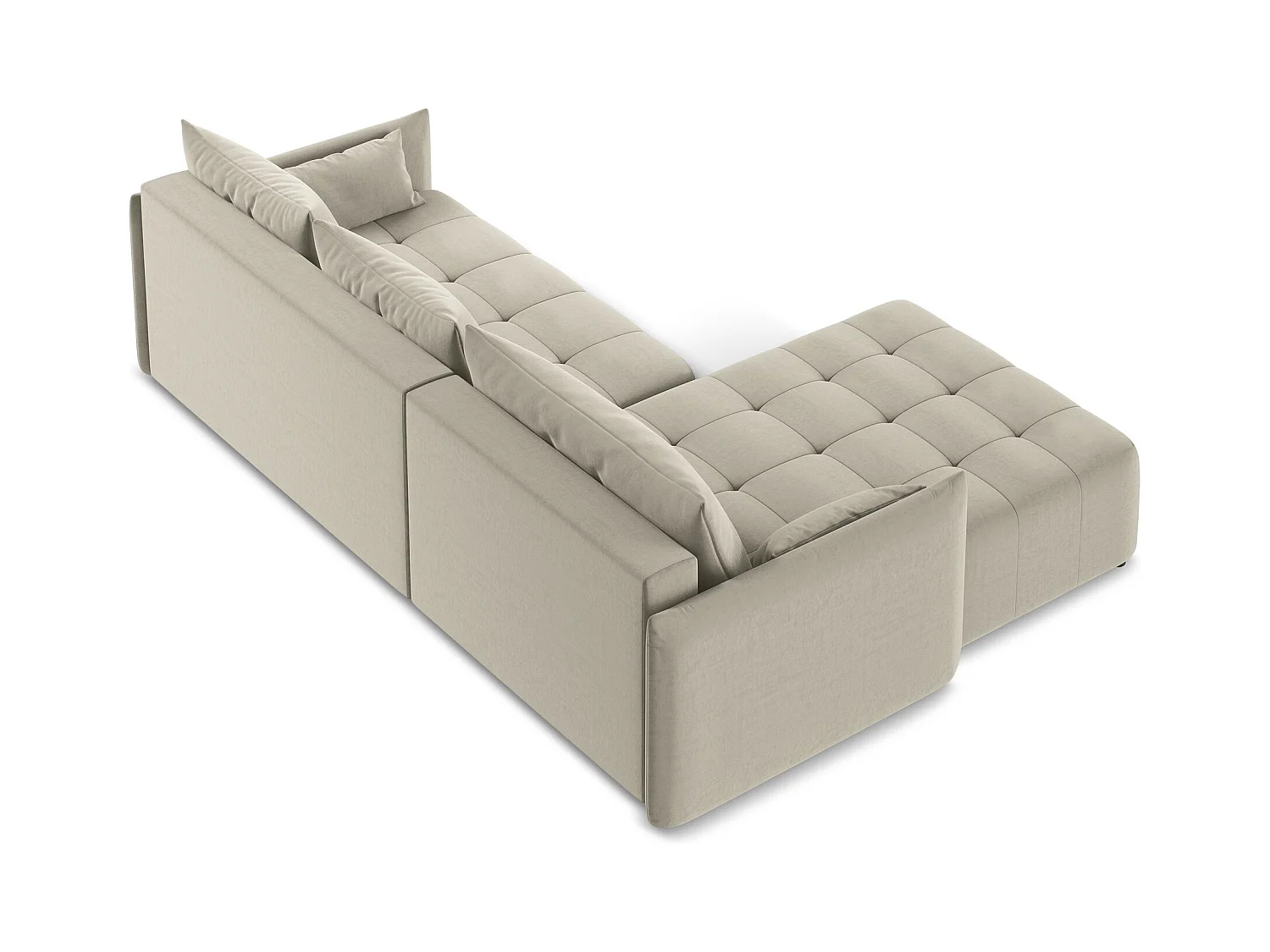Canapé d’angle 3 places gauche convertible en velours - perle - MOKU