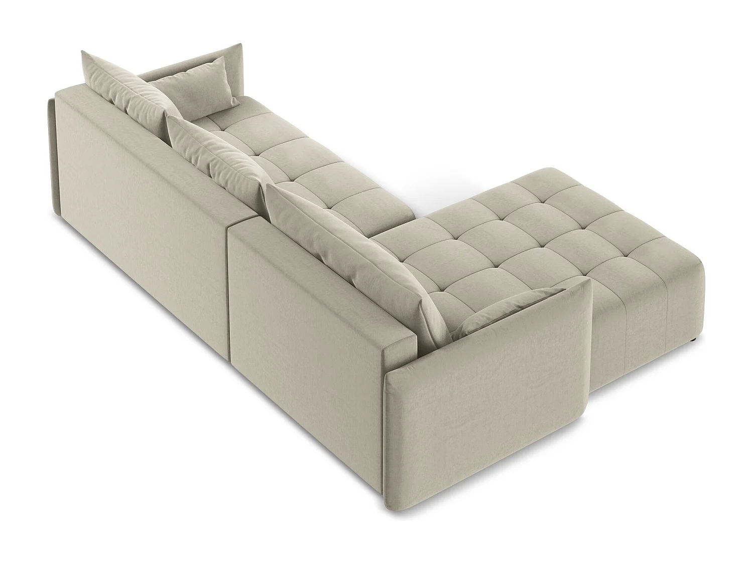 Canapé d’angle 3 places gauche convertible en velours - perle - MOKU