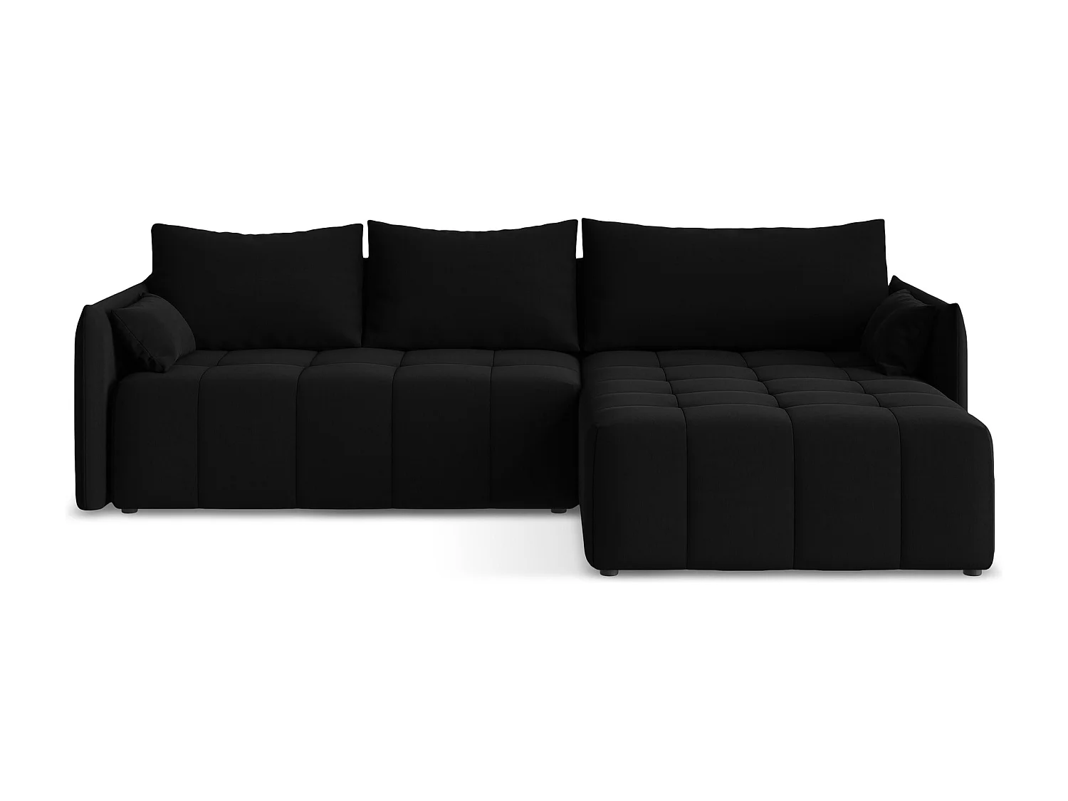 Canapé d'angle droit convertible en velours - noir - MOKU
