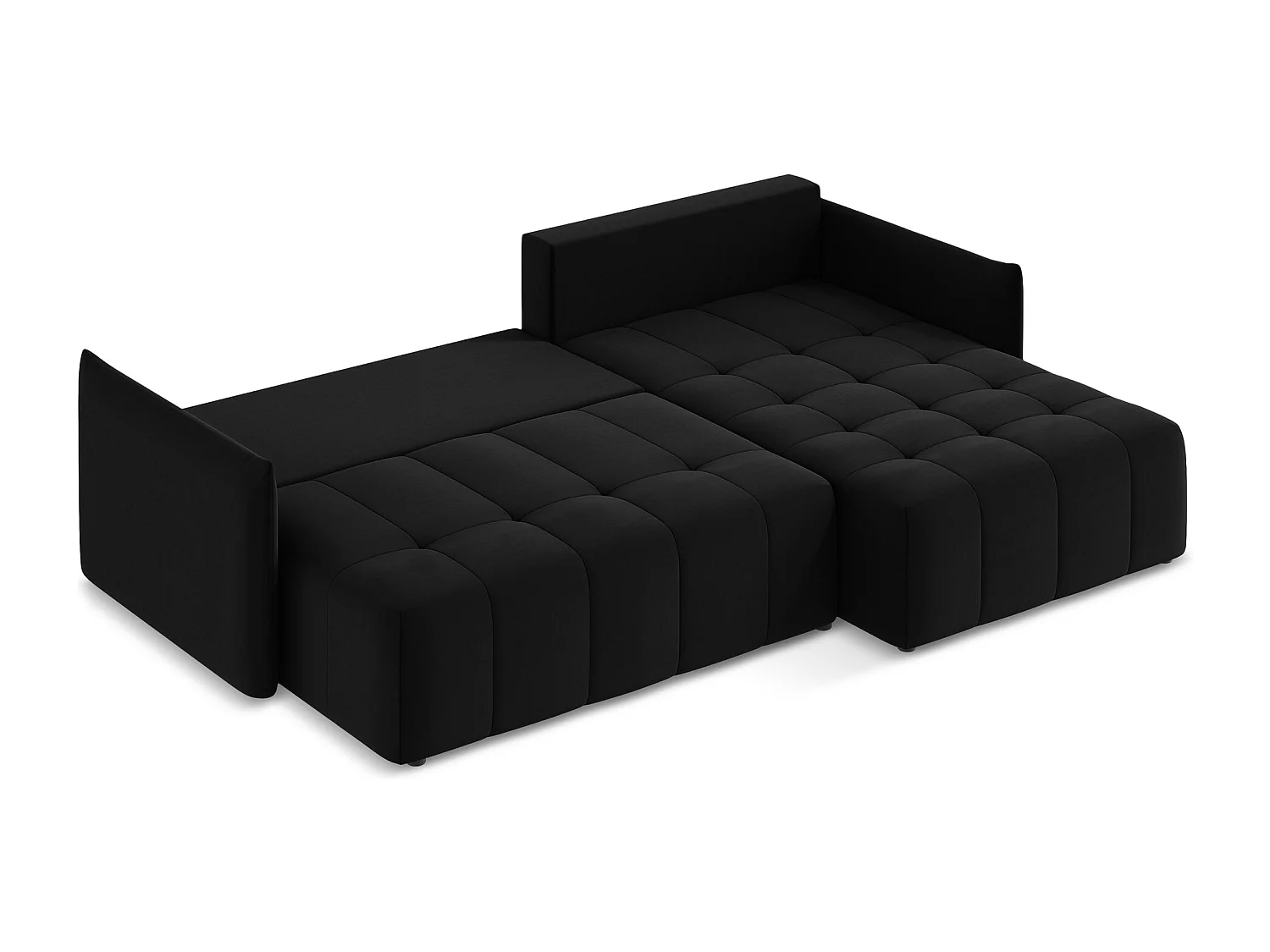 Canapé d'angle droit convertible en velours - noir - MOKU