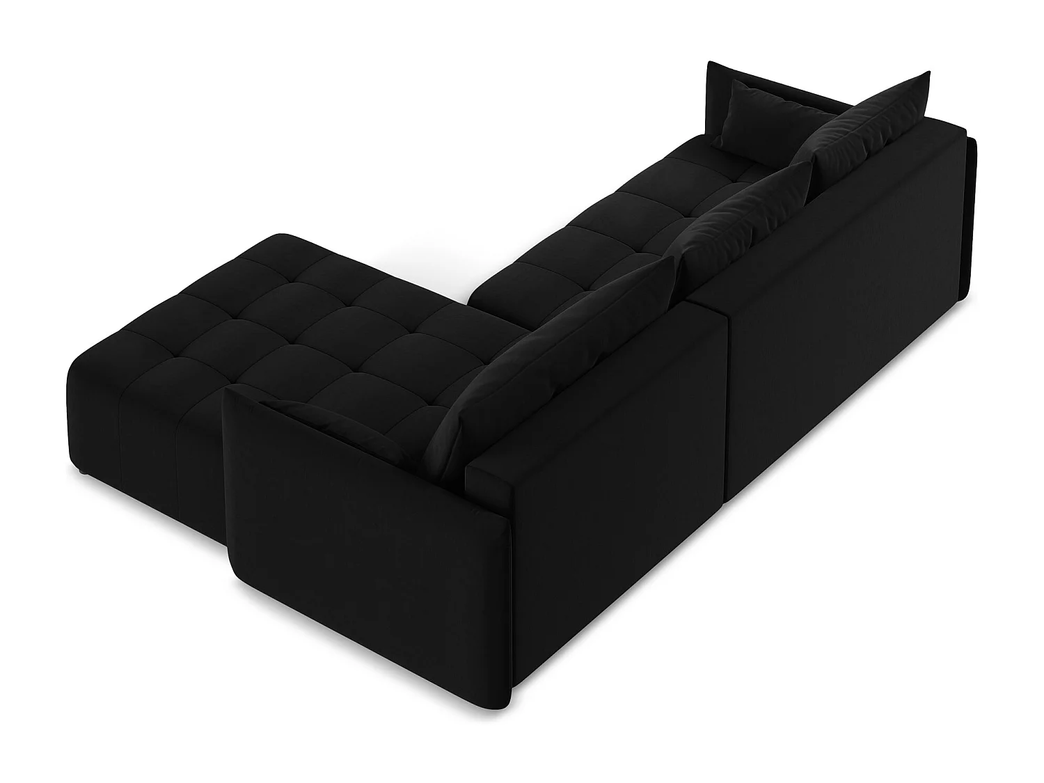 Canapé d'angle droit convertible en velours - noir - MOKU