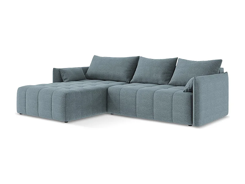 3-Sitzer Ecksofa mit Schlaffunktion - Ecke Links - Bouclé - Jeans - MOKU
