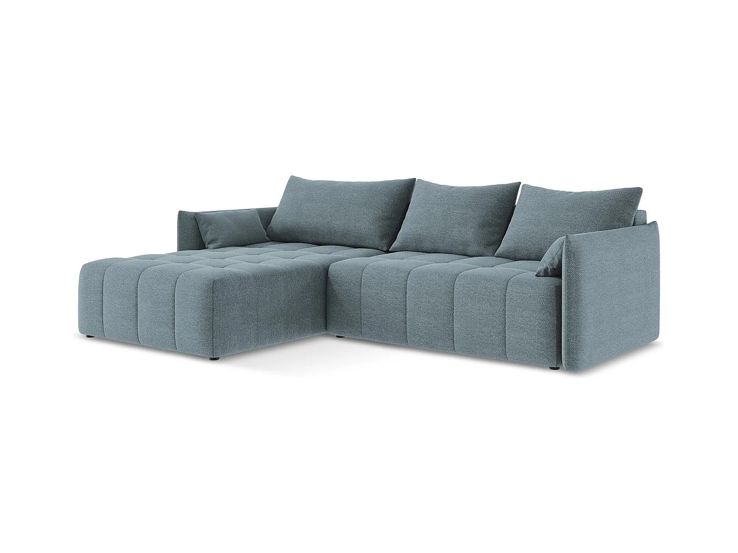 3-Sitzer Ecksofa mit Schlaffunktion - Ecke Links - Bouclé - Jeans - MOKU