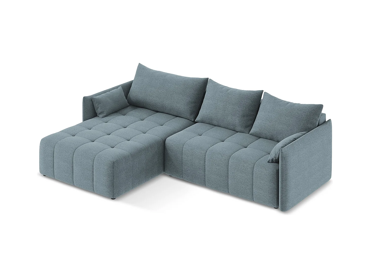3-Sitzer Ecksofa mit Schlaffunktion - Ecke Links - Bouclé - Jeans - MOKU