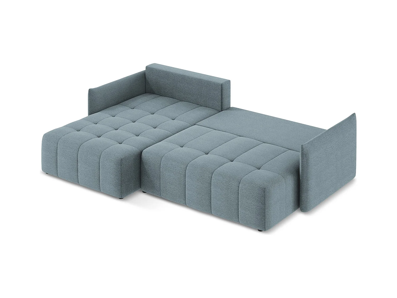 3-Sitzer Ecksofa mit Schlaffunktion - Ecke Links - Bouclé - Jeans - MOKU