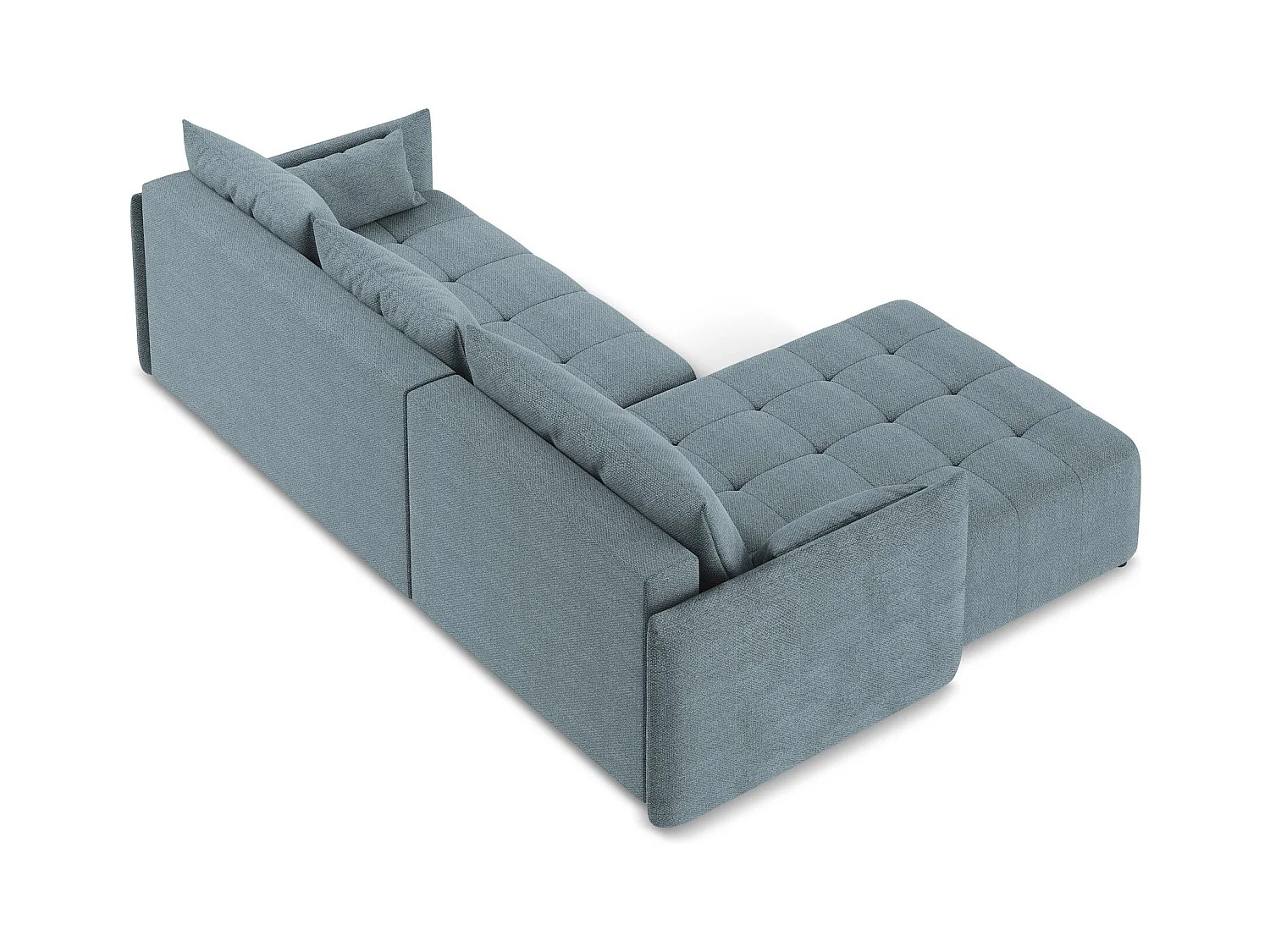 3-Sitzer Ecksofa mit Schlaffunktion - Ecke Links - Bouclé - Jeans - MOKU