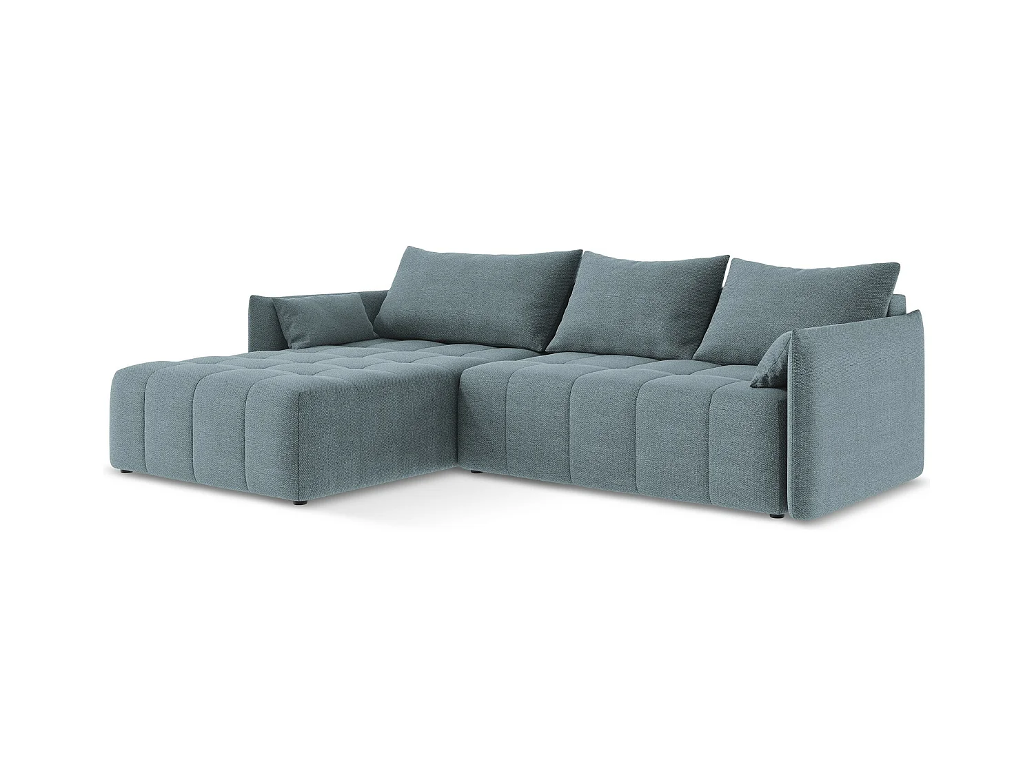 Canapé d’angle 3 places gauche convertible en tissu bouclette - jeans - MOKU