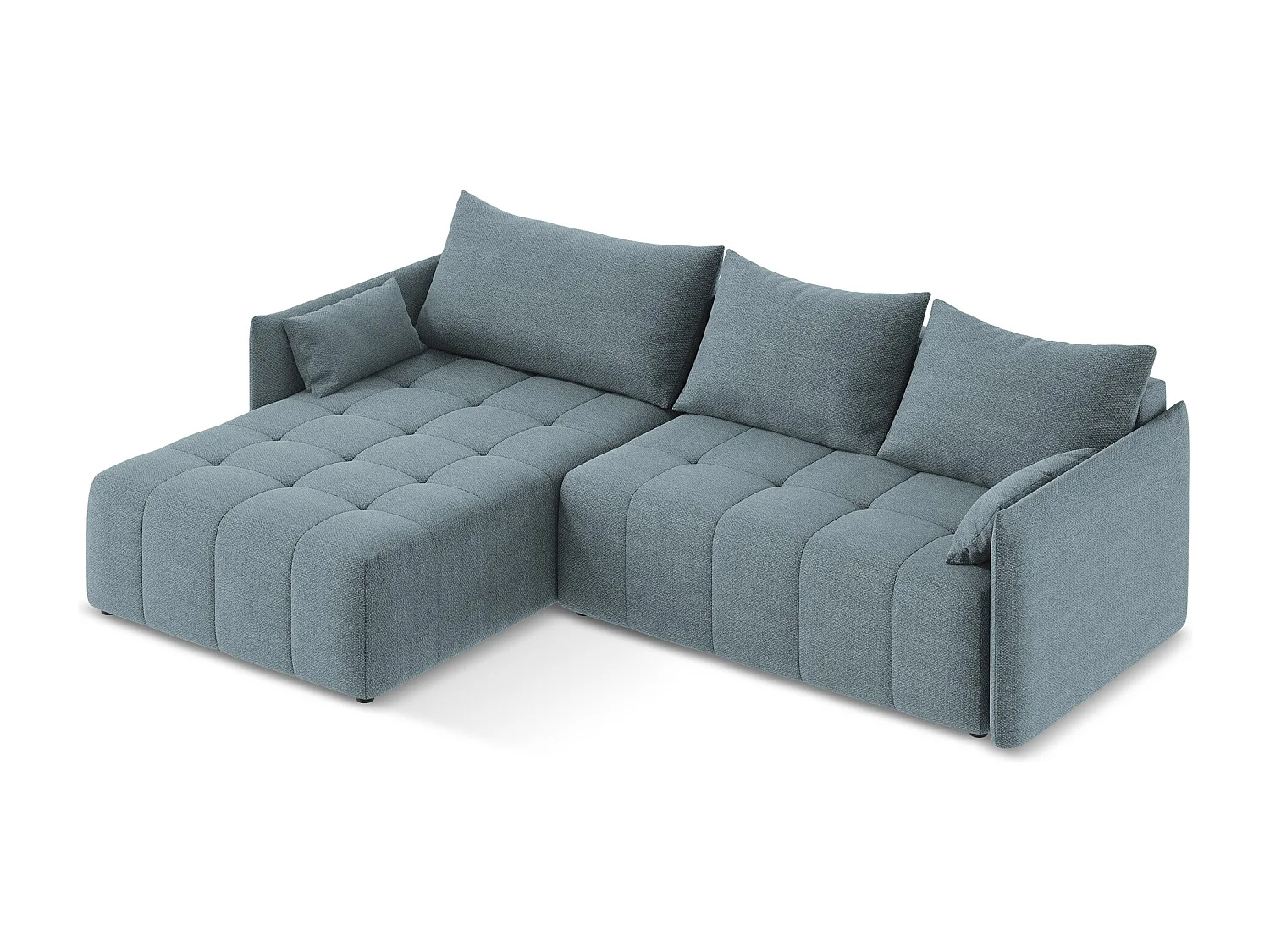 Canapé d’angle 3 places gauche convertible en tissu bouclette - jeans - MOKU