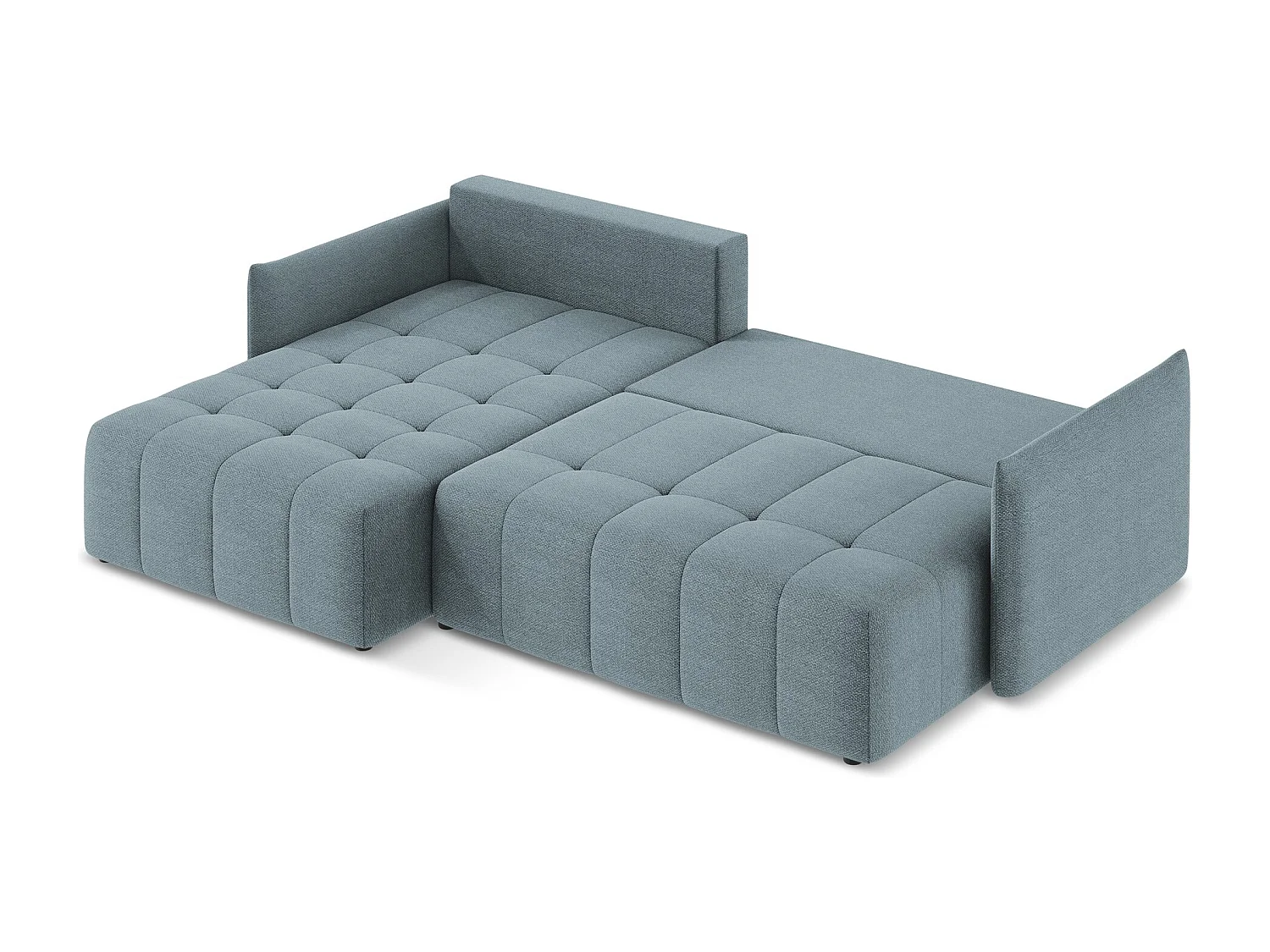 Canapé d’angle 3 places gauche convertible en tissu bouclette - jeans - MOKU