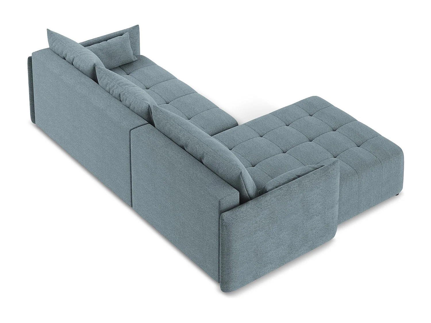 Canapé d’angle 3 places gauche convertible en tissu bouclette - jeans - MOKU