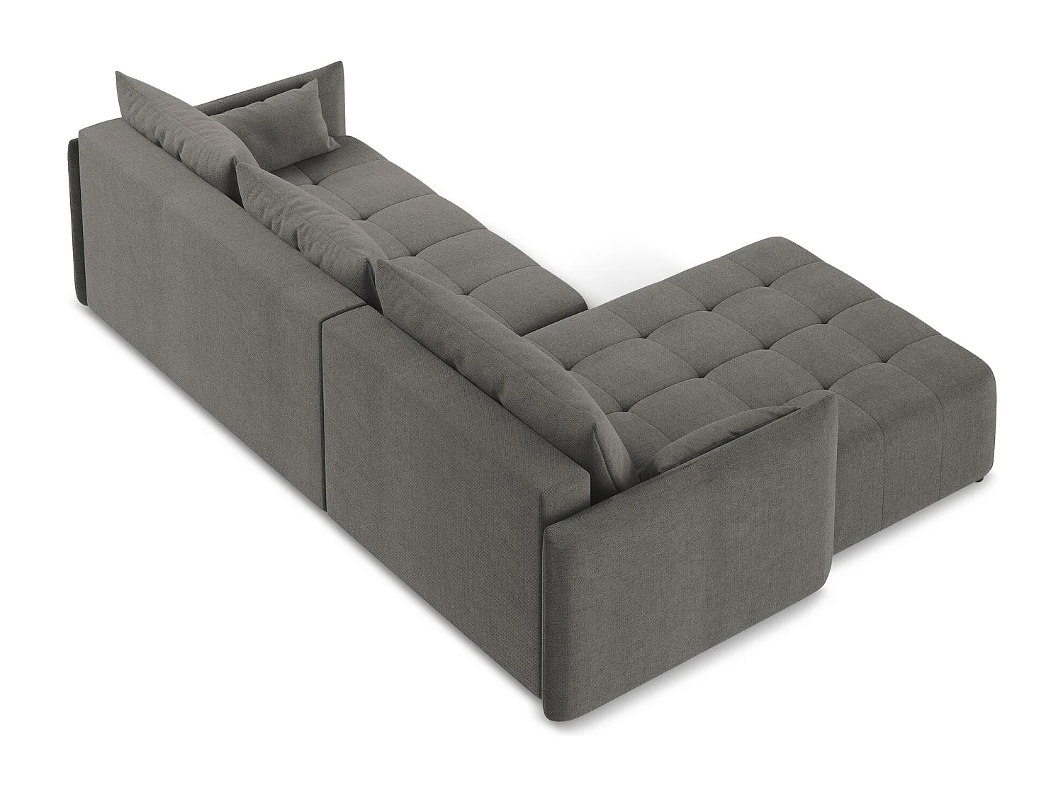 Canapé d’angle 3 places gauche convertible en tissu texturé - gris foncé - MOKU