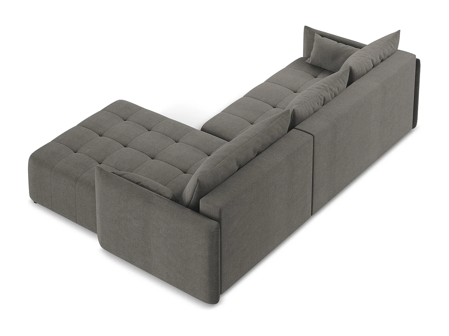 Canapé d'angle droit convertible en tissu texturé - gris foncé - MOKU