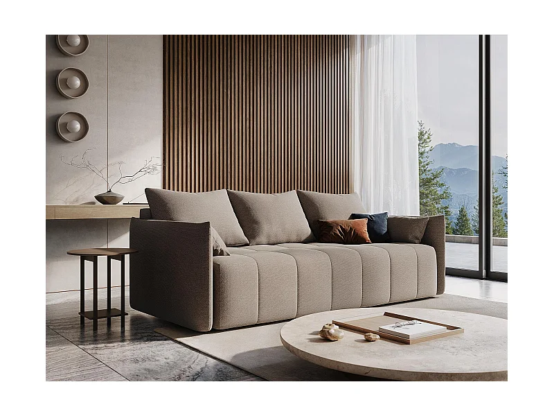 Ecksofa mit Schlaffunktion - Ecke Rechts - Samt - Marine - MOKU