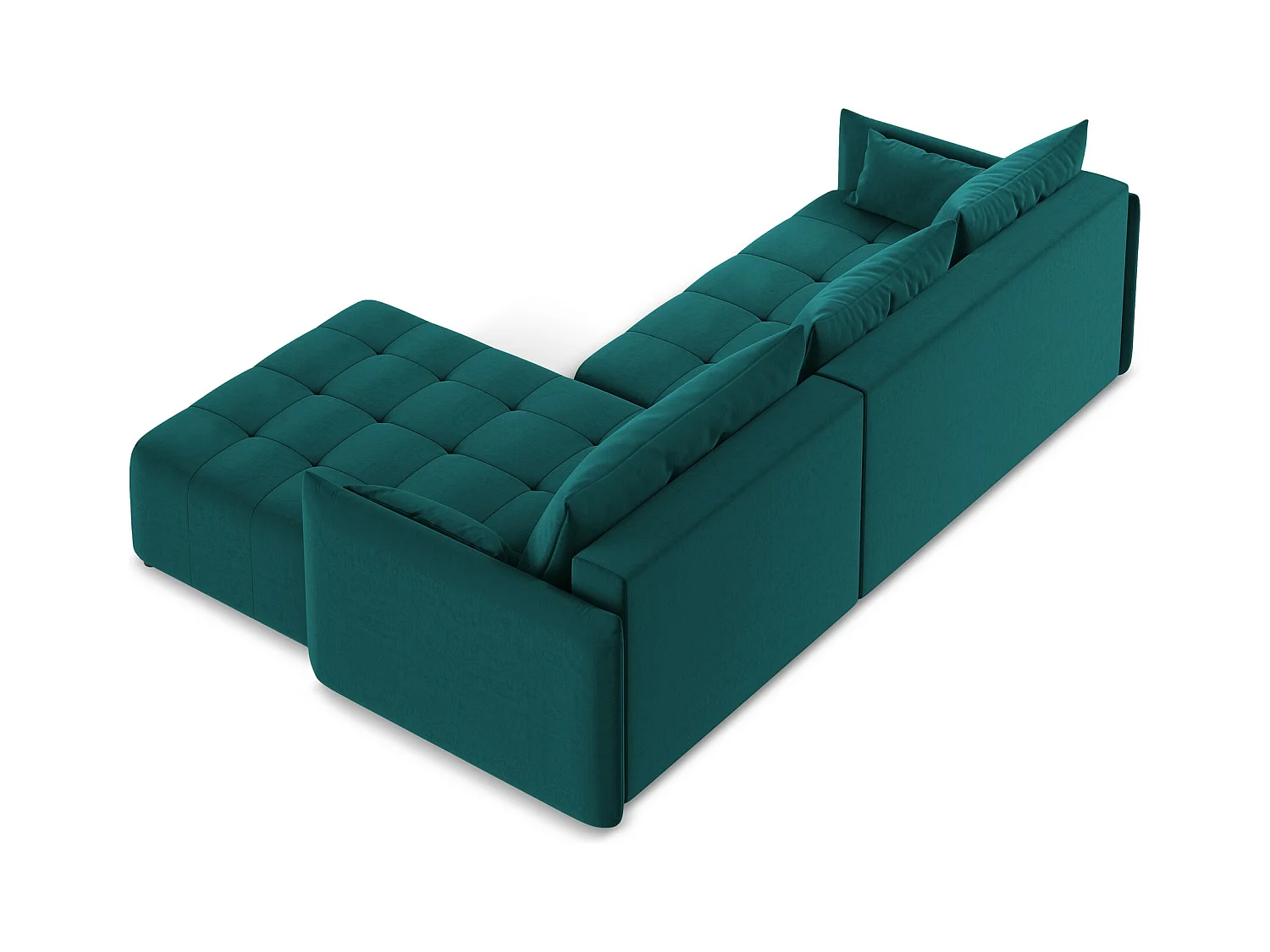 Canapé d'angle droit convertible en velours - marin - MOKU