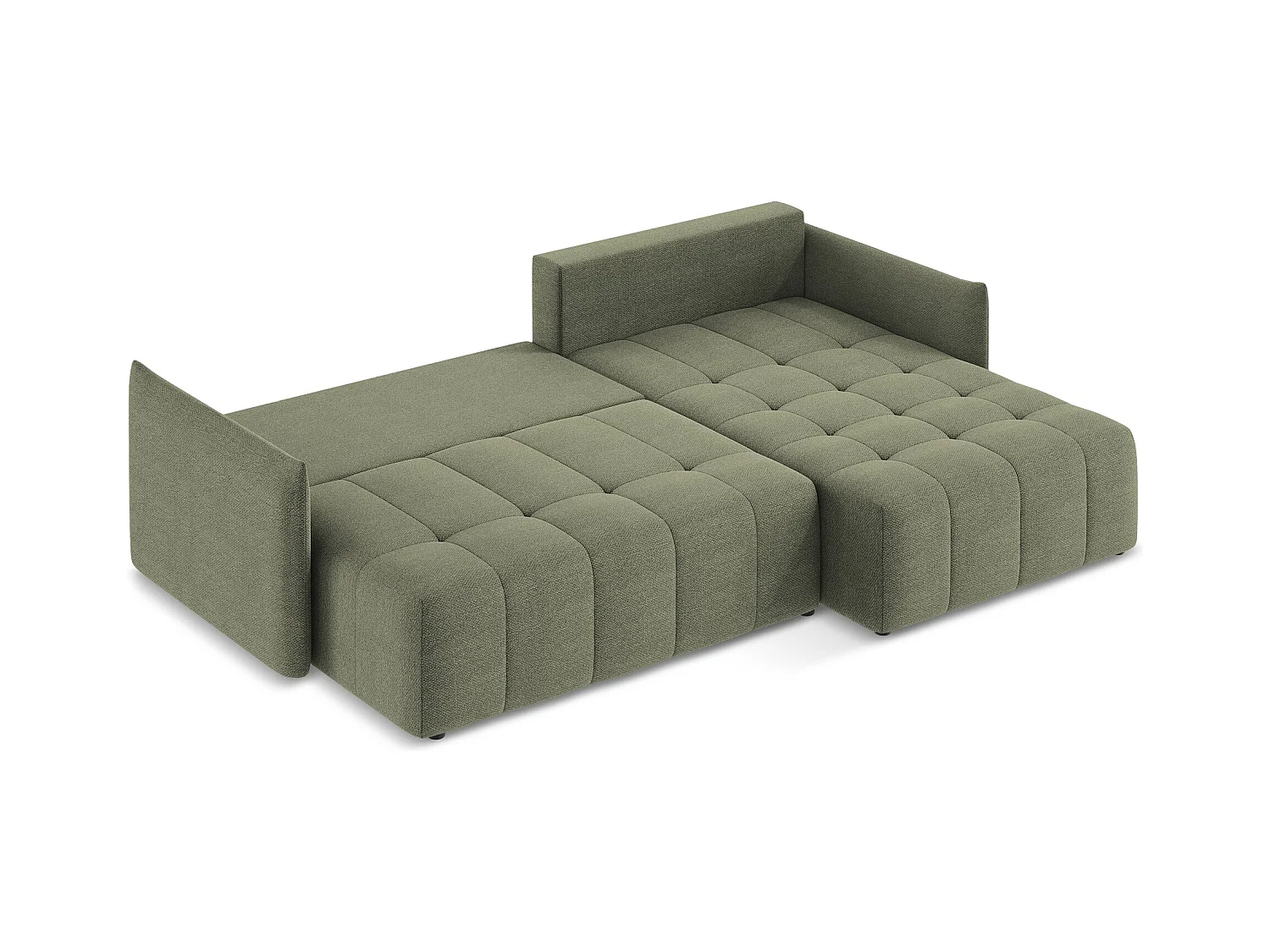 Ecksofa mit Schlaffunktion - Ecke Rechts - Bouclé - Olive - MOKU