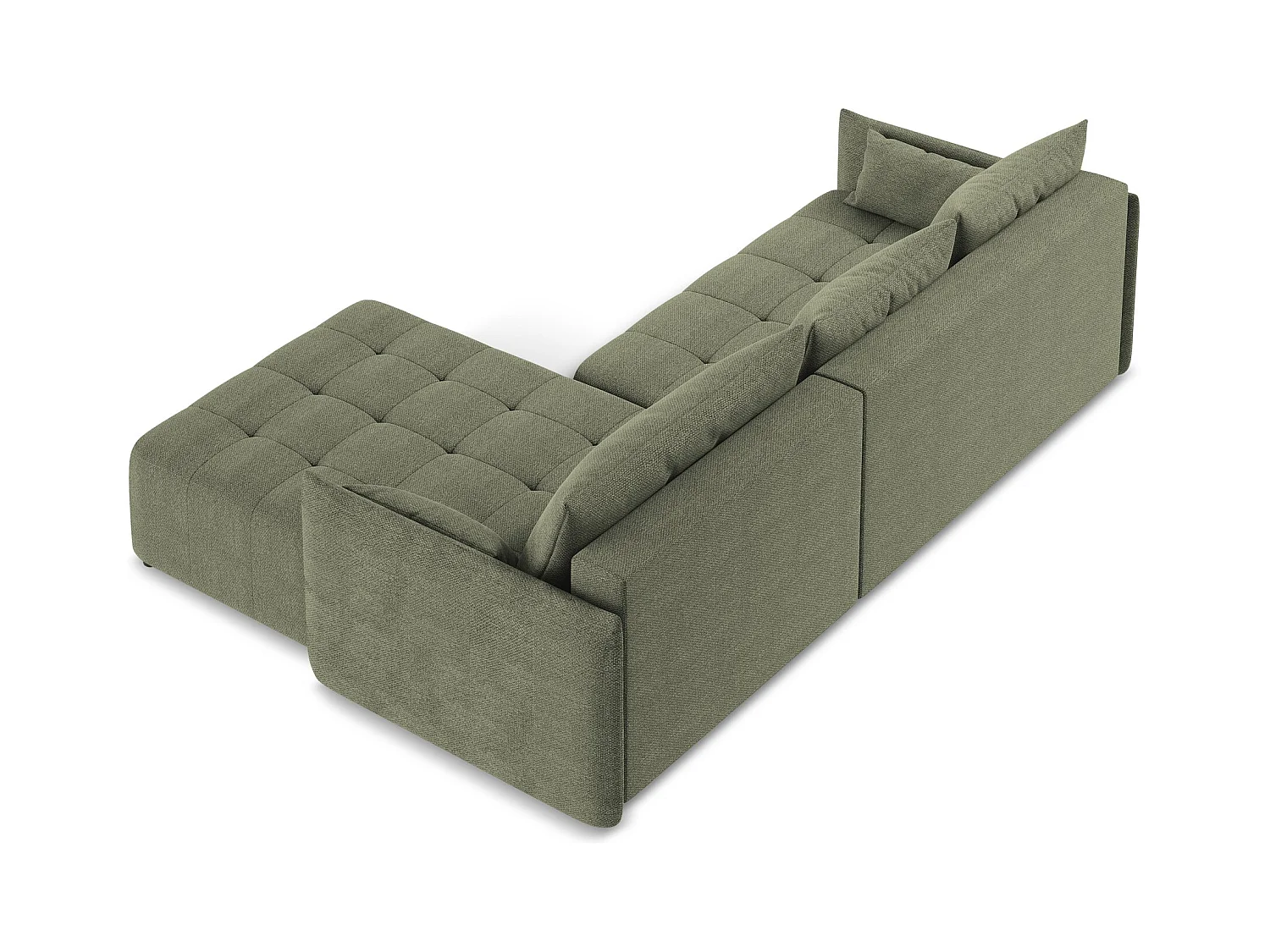 Ecksofa mit Schlaffunktion - Ecke Rechts - Bouclé - Olive - MOKU