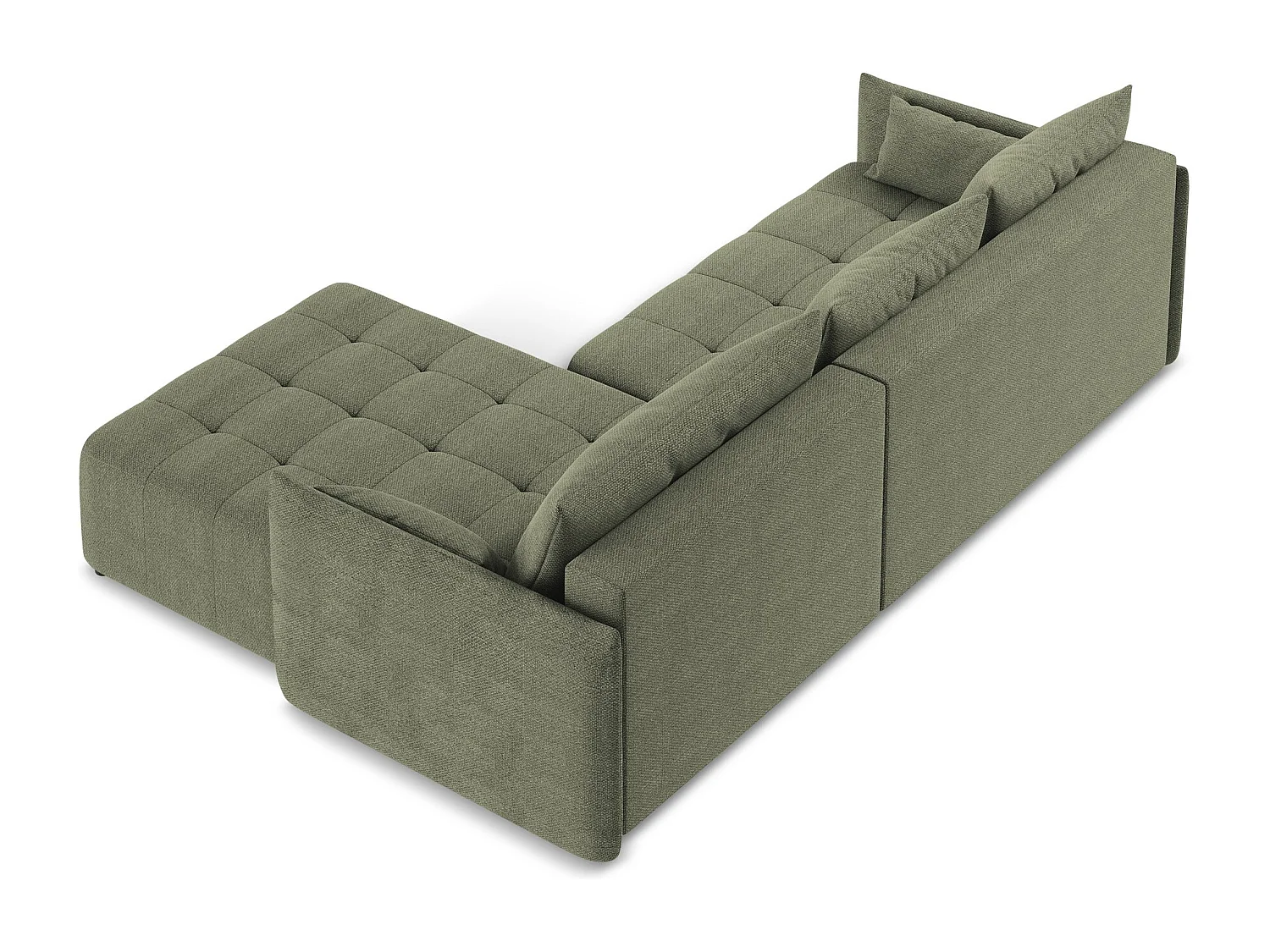 Canapé d'angle droit convertible en tissu bouclette - olive - MOKU