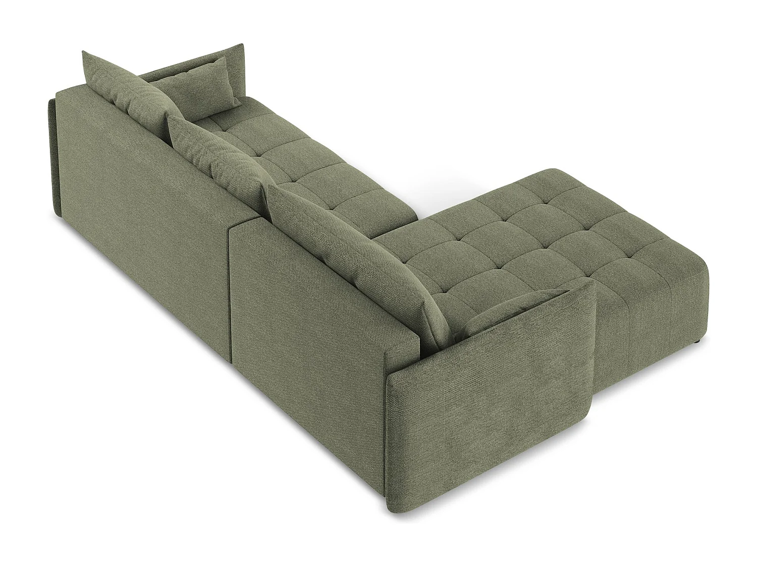 Canapé d’angle 3 places gauche convertible en tissu bouclette - olive - MOKU