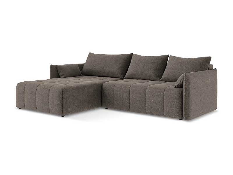 3-Sitzer Ecksofa mit Schlaffunktion - Ecke Links - Bouclé - Schokolade - MOKU