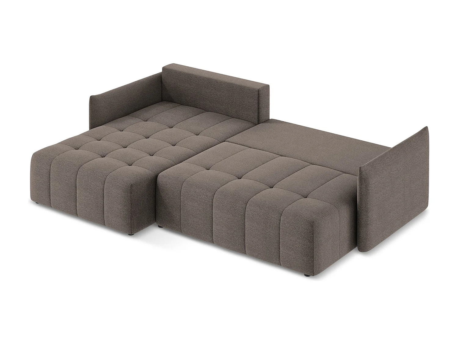 Canapé d’angle 3 places gauche convertible en tissu bouclette - choolat - MOKU