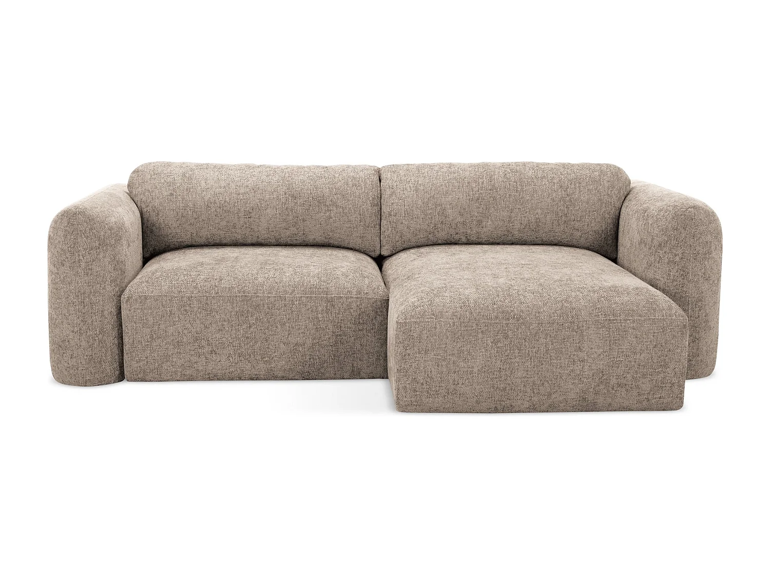 Canapé d'angle droit convertible en tissu chenille - beige foncé - MELE