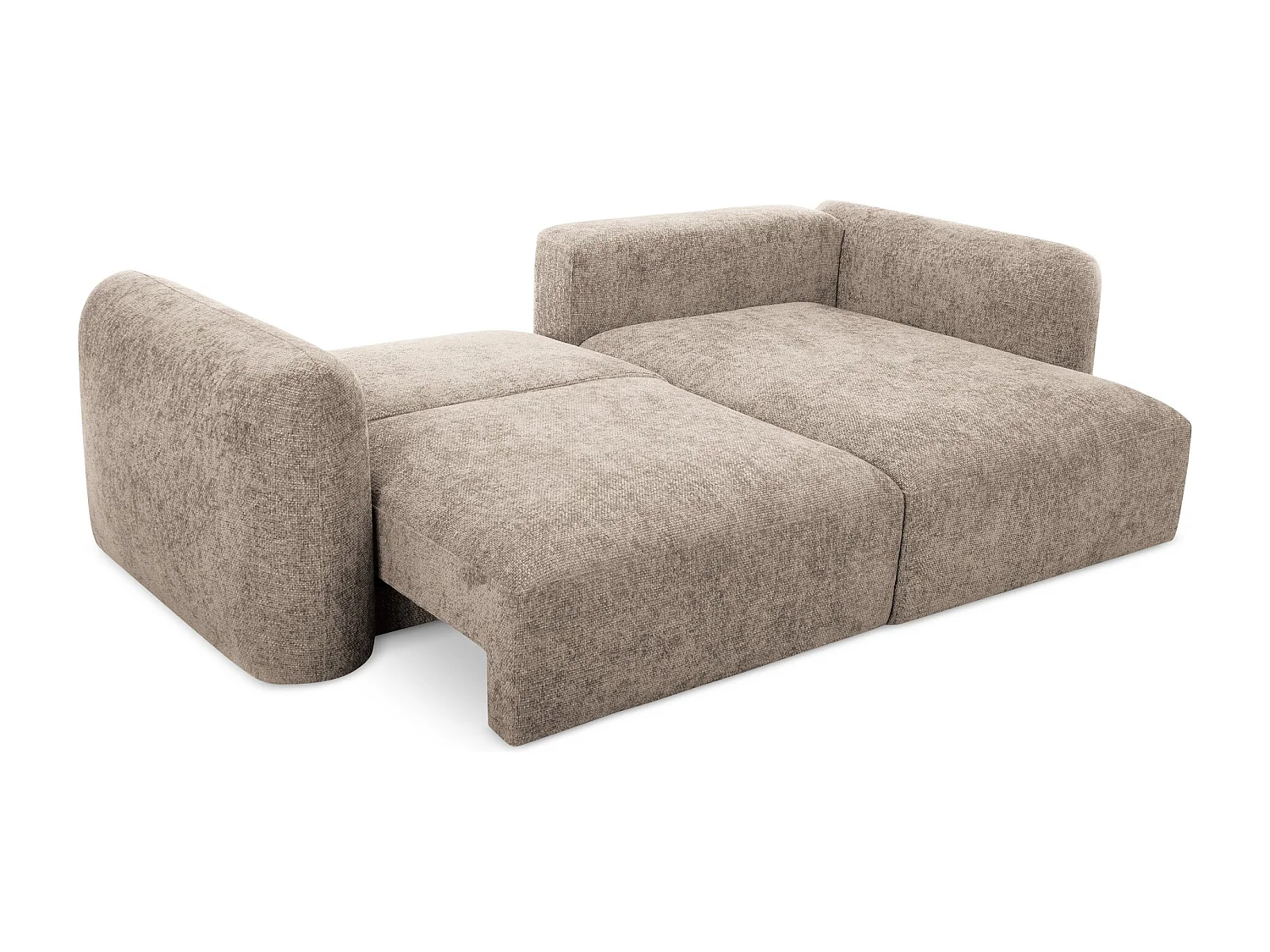 Canapé d'angle droit convertible en tissu chenille - beige foncé - MELE