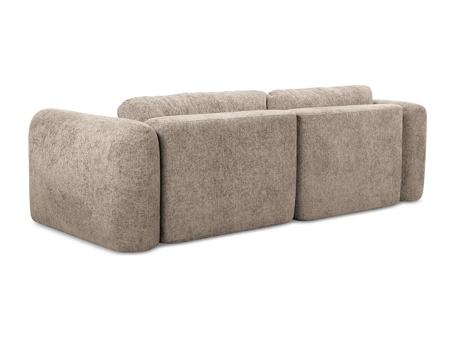 Canapé d'angle droit convertible en tissu chenille - beige foncé - MELE