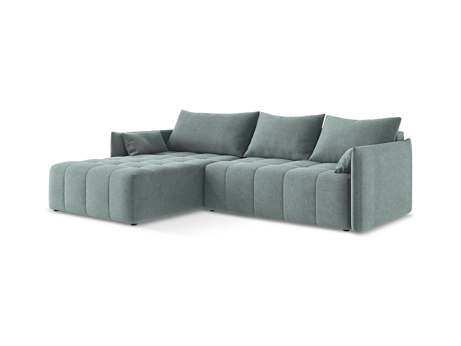 Canapé d’angle 3 places gauche convertible en tissu texturé - jeans - MOKU