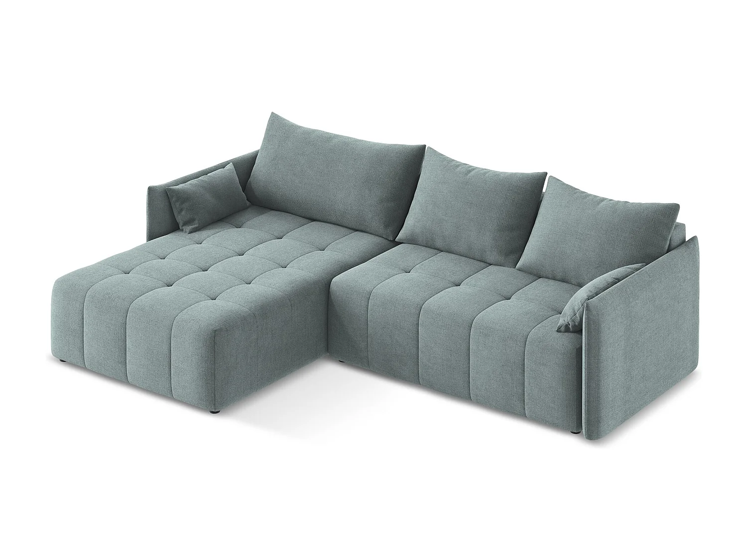 Canapé d’angle 3 places gauche convertible en tissu texturé - jeans - MOKU