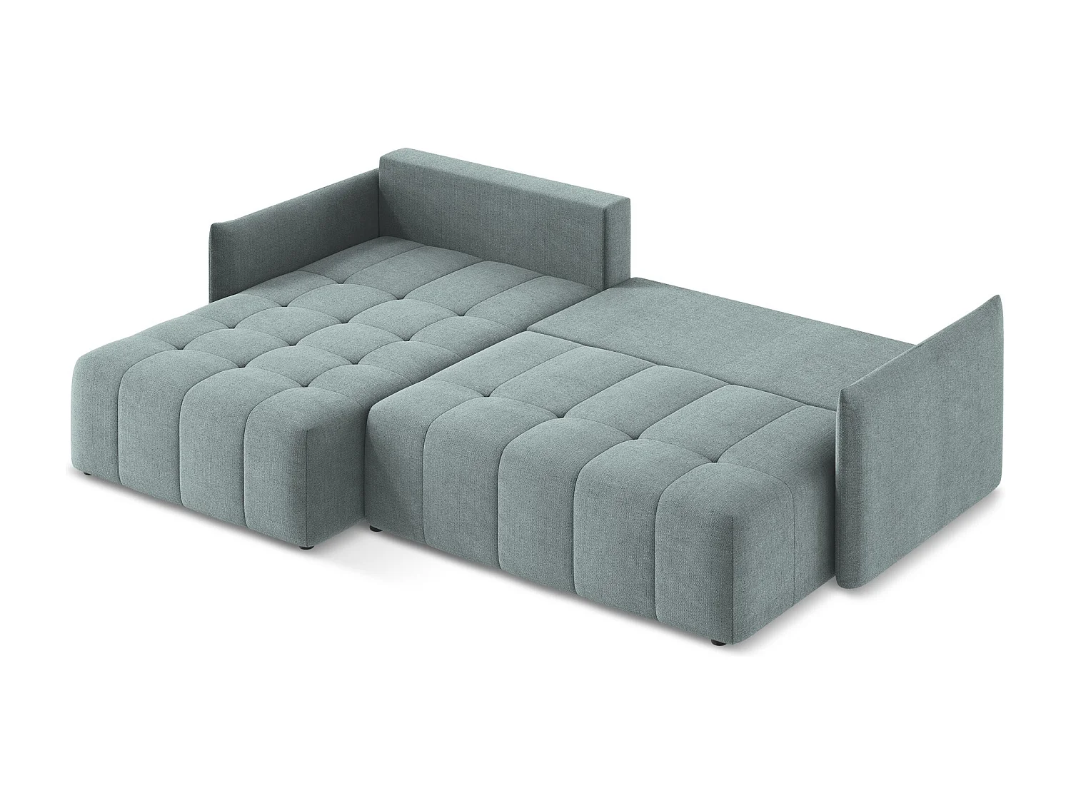 Canapé d’angle 3 places gauche convertible en tissu texturé - jeans - MOKU