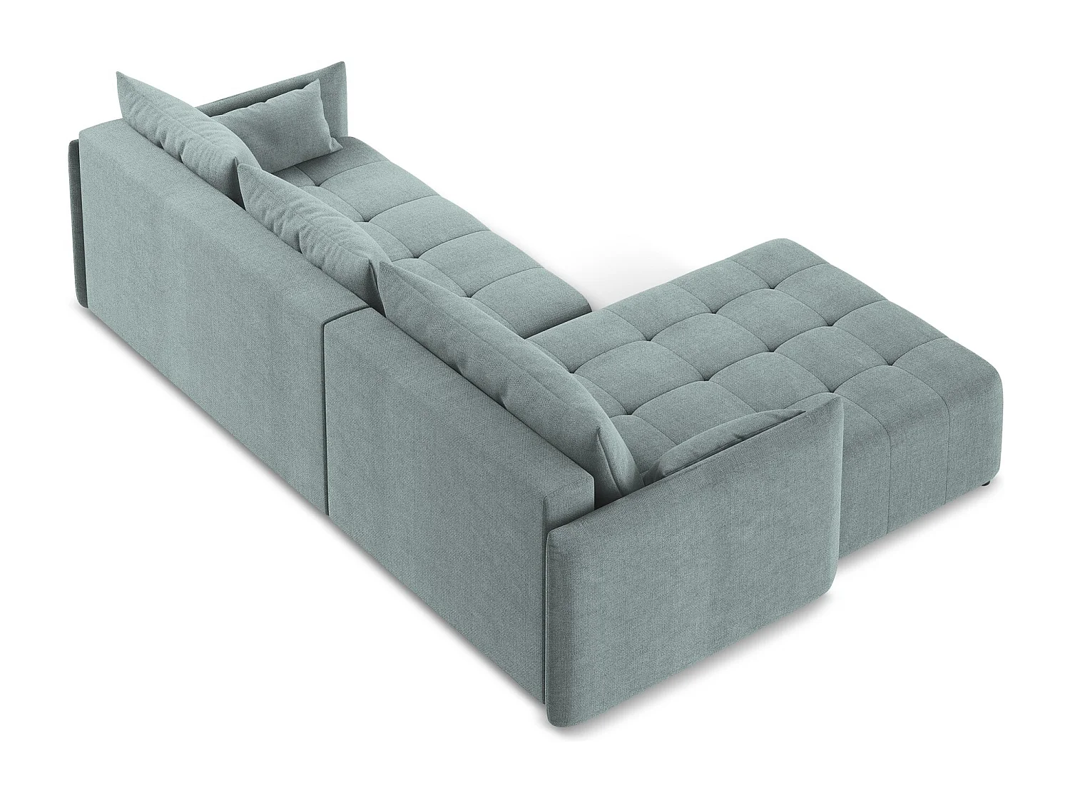 Canapé d’angle 3 places gauche convertible en tissu texturé - jeans - MOKU