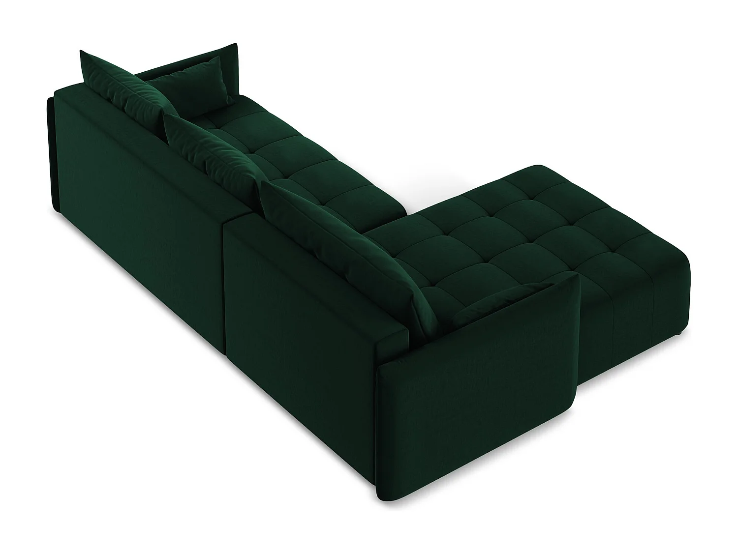 Canapé d’angle 3 places gauche convertible en velours - bouteille verte - MOKU