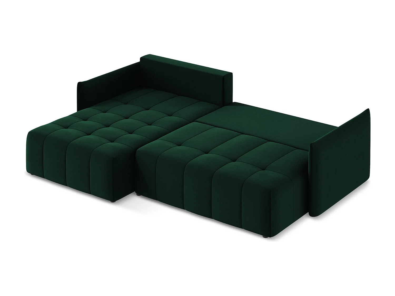 Canapé d’angle 3 places gauche convertible en velours - bouteille verte - MOKU