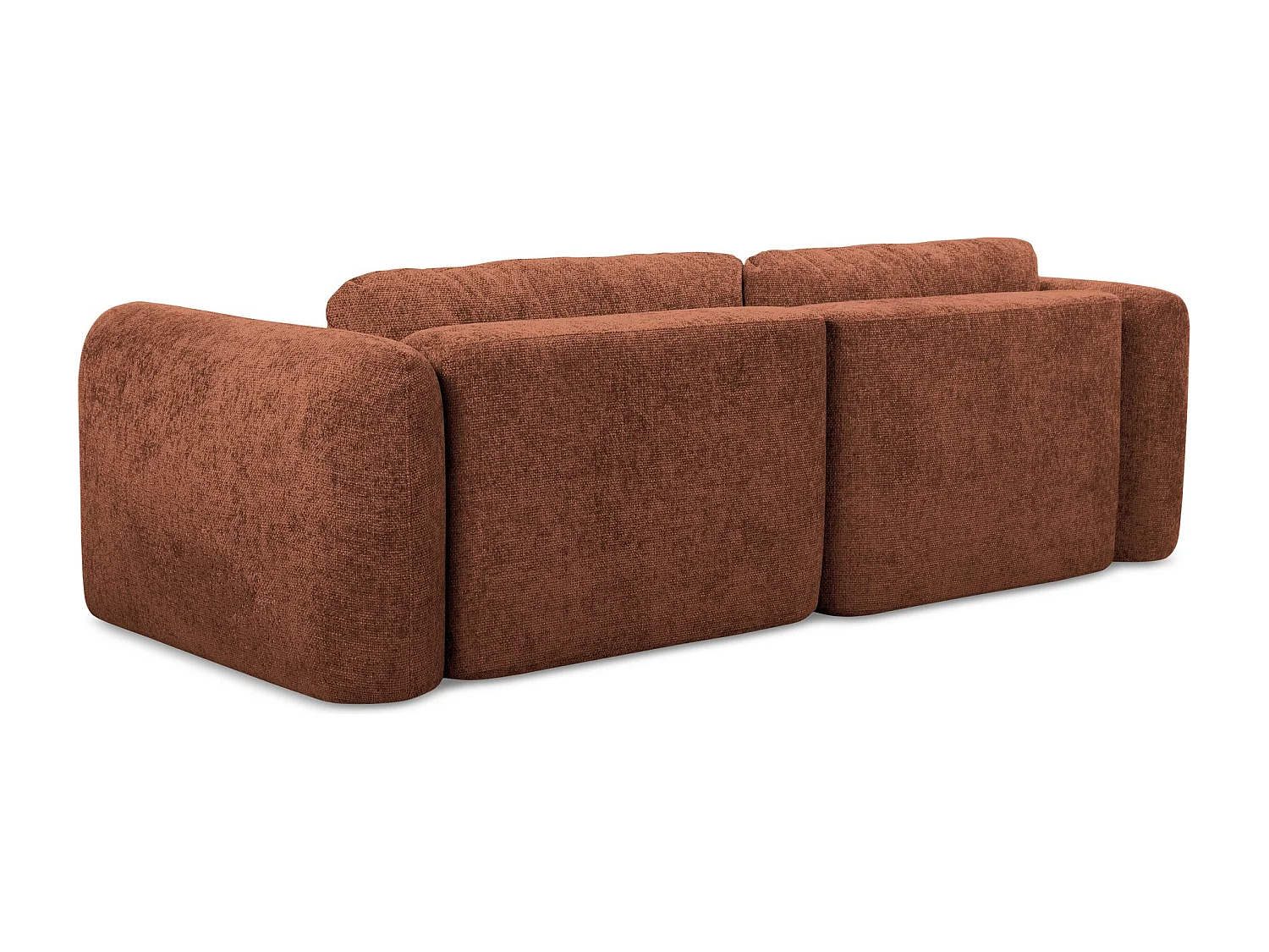 Canapé d'angle droit convertible en tissu chenille - terre cuite - MELE