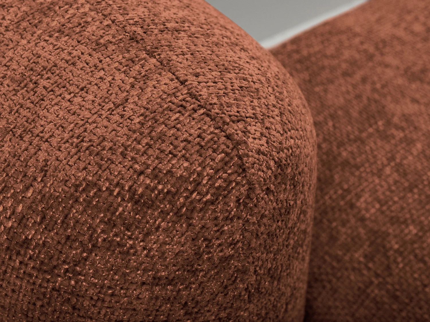 Canapé d'angle droit convertible en tissu chenille - terre cuite - MELE