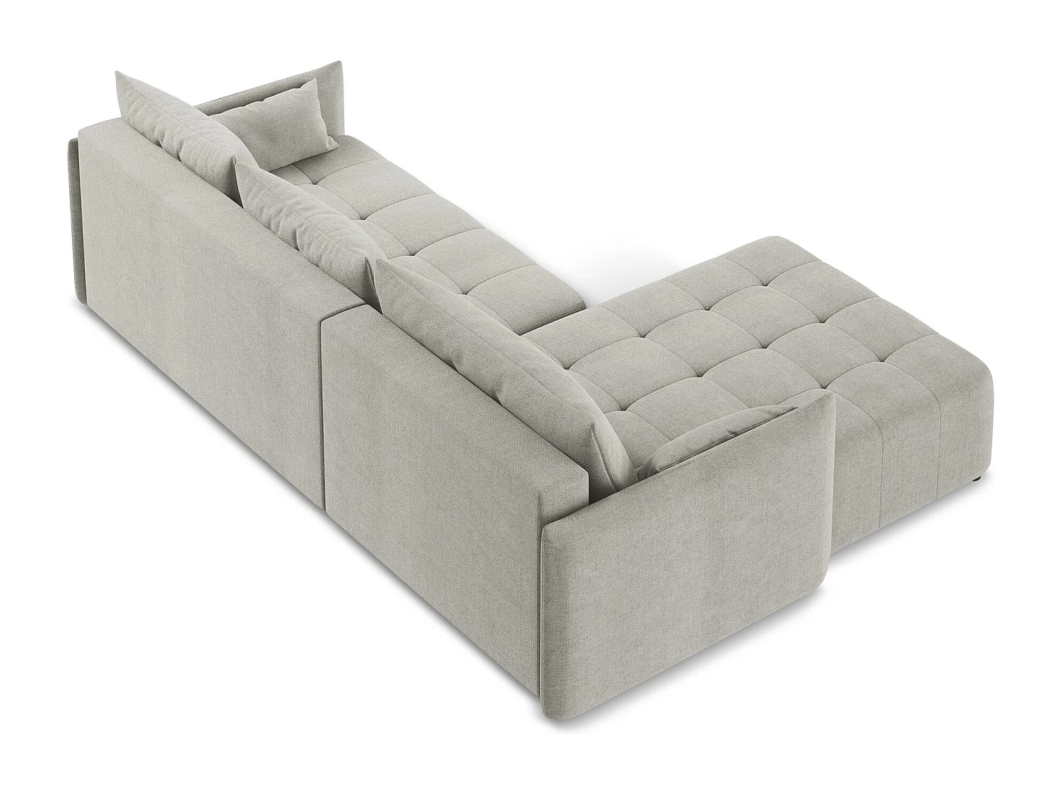 Canapé d’angle 3 places gauche convertible en tissu texturé - gris clair - MOKU