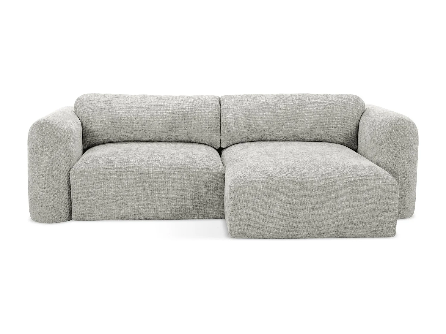 Narożnik prawostronny z funkcją spania - z tkaniny szenilowej - jasny szary - MELE