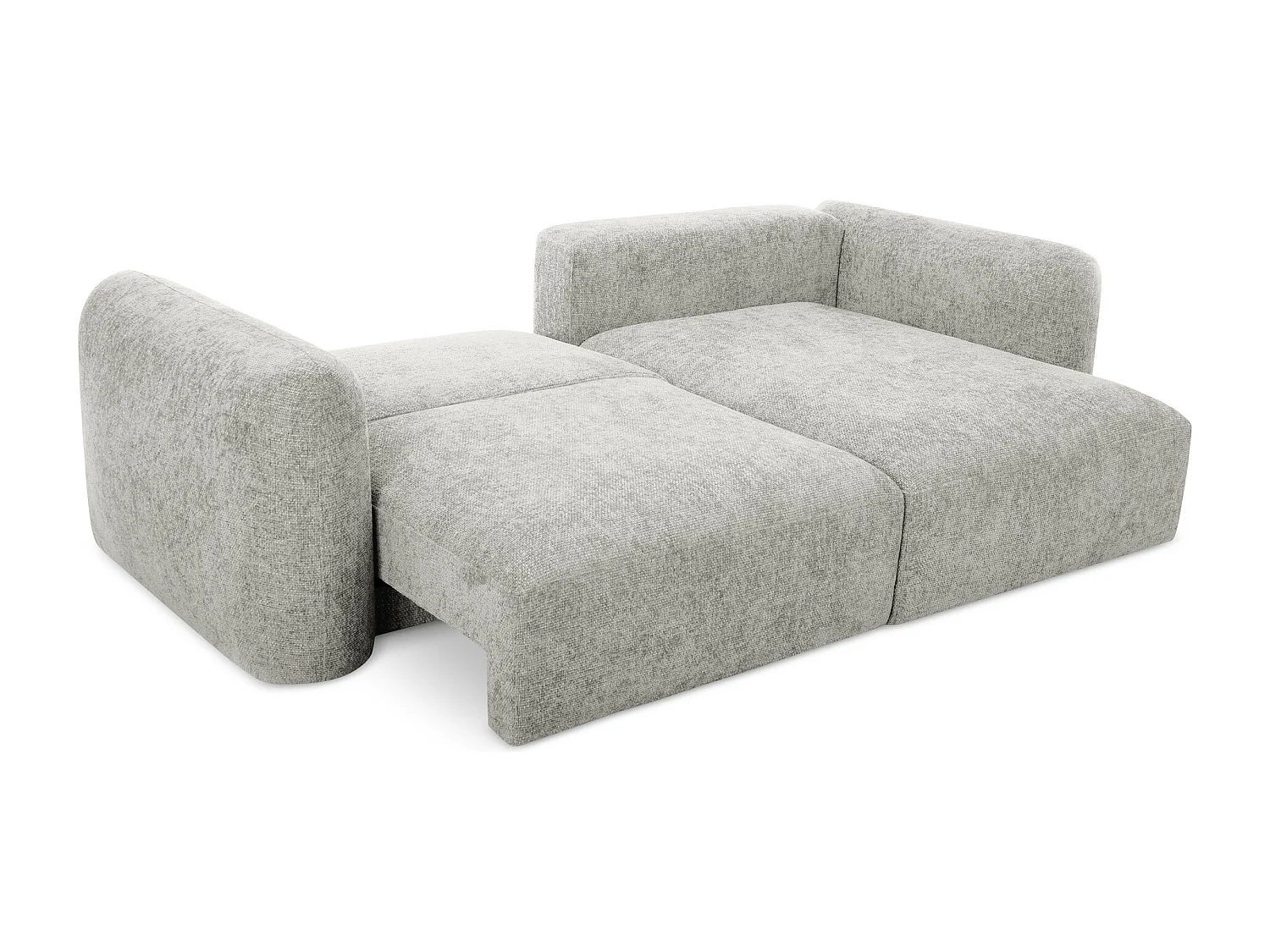 Narożnik prawostronny z funkcją spania - z tkaniny szenilowej - jasny szary - MELE