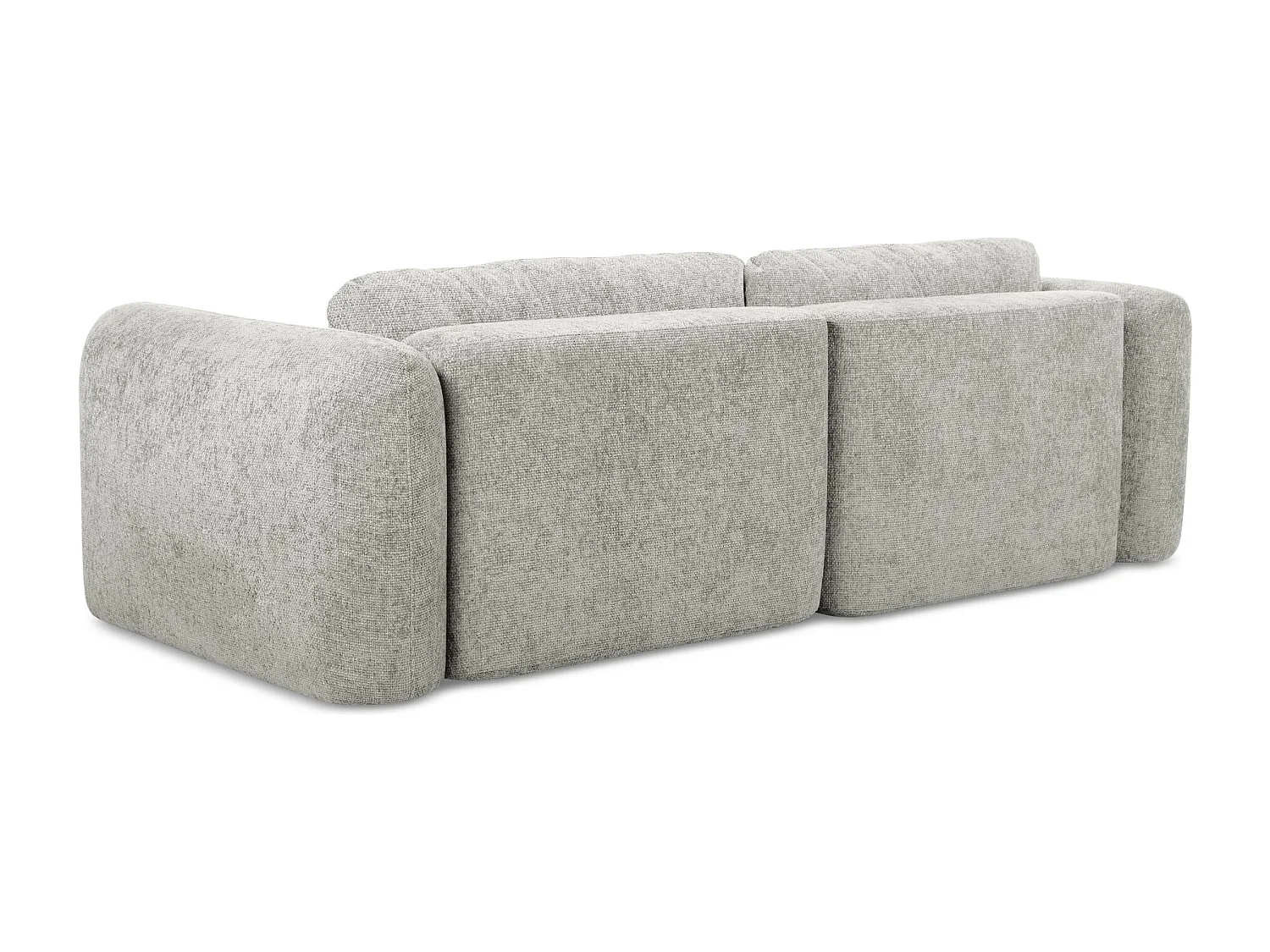 Narożnik prawostronny z funkcją spania - z tkaniny szenilowej - jasny szary - MELE