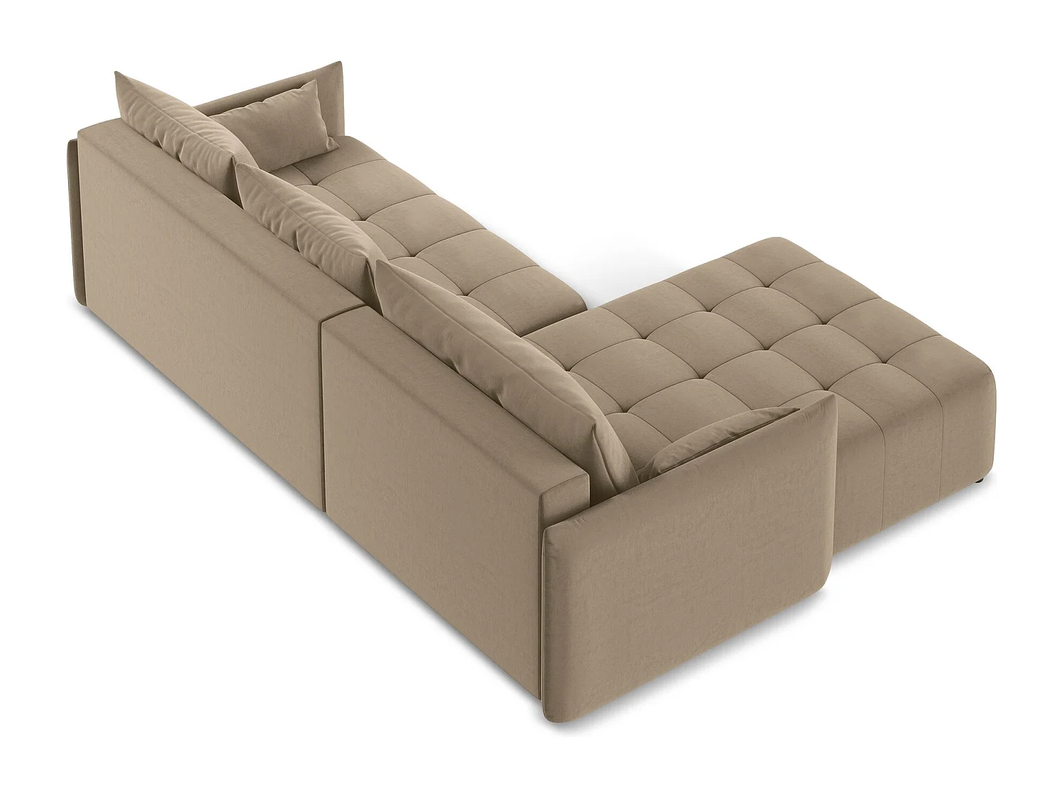 Canapé d’angle 3 places gauche convertible en velours - beige foncé - MOKU