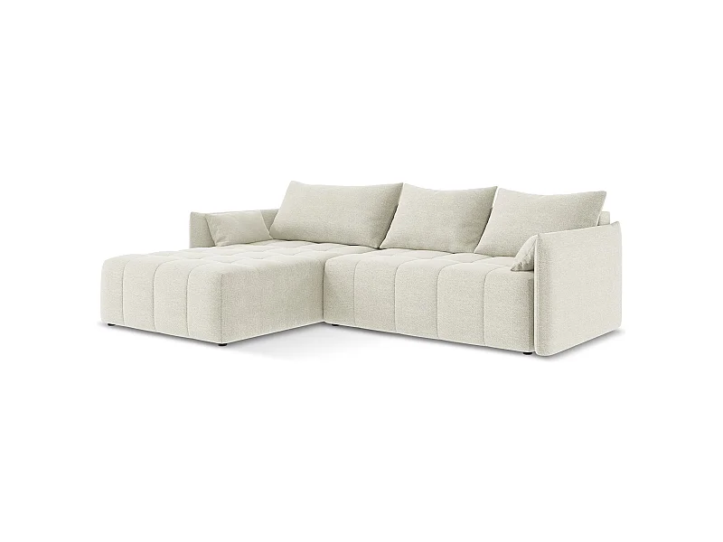 3-Sitzer Ecksofa mit Schlaffunktion - Ecke Links - Bouclé - Sand - MOKU