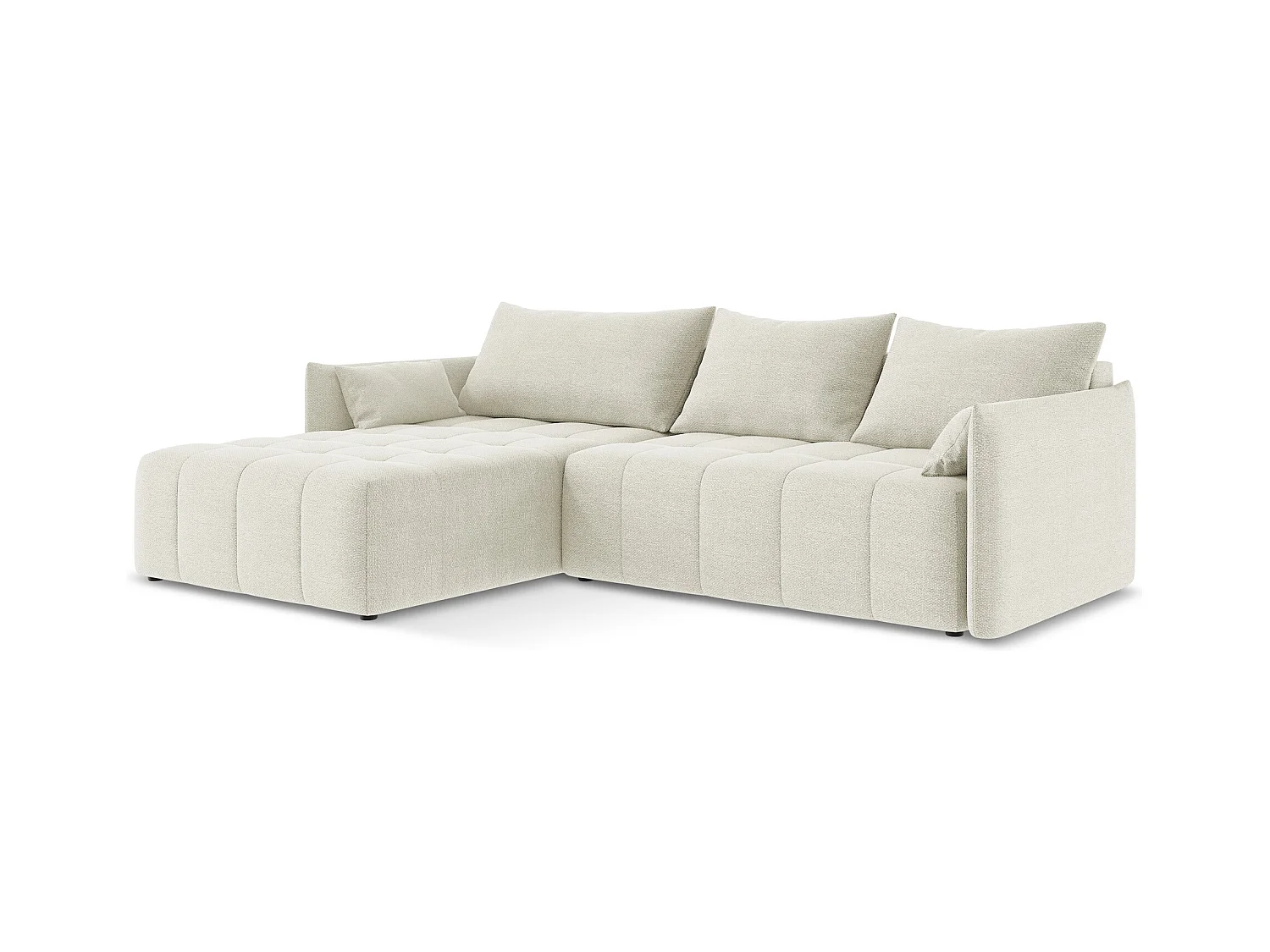 3-Sitzer Ecksofa mit Schlaffunktion - Ecke Links - Bouclé - Sand - MOKU