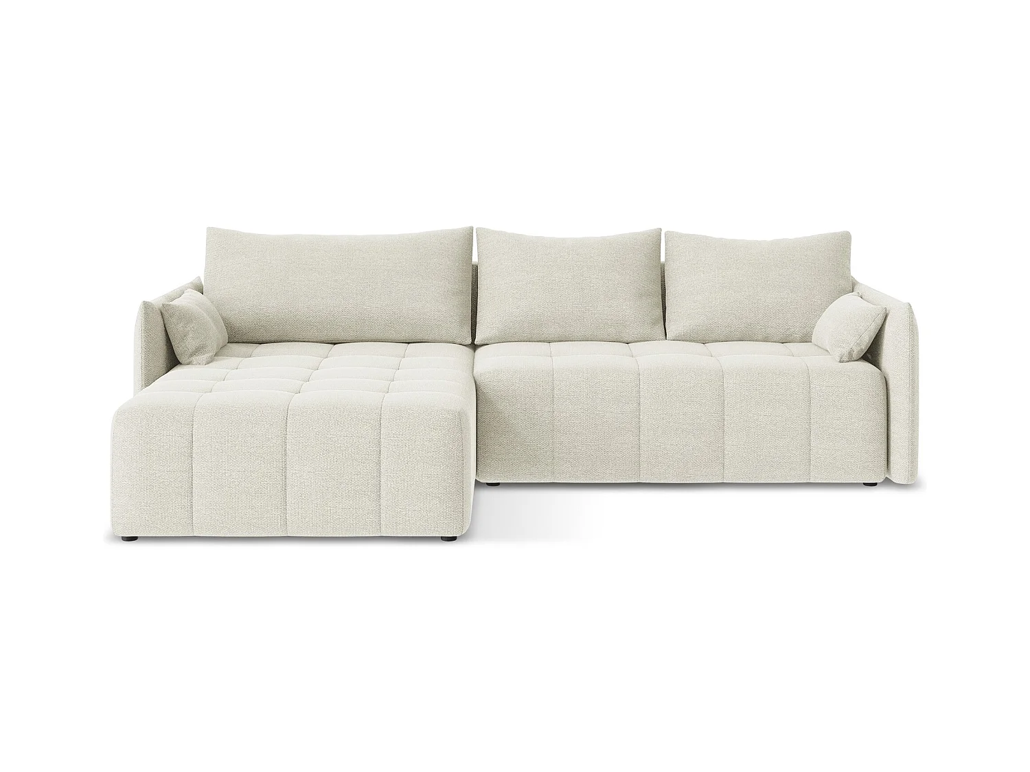 3-Sitzer Ecksofa mit Schlaffunktion - Ecke Links - Bouclé - Sand - MOKU