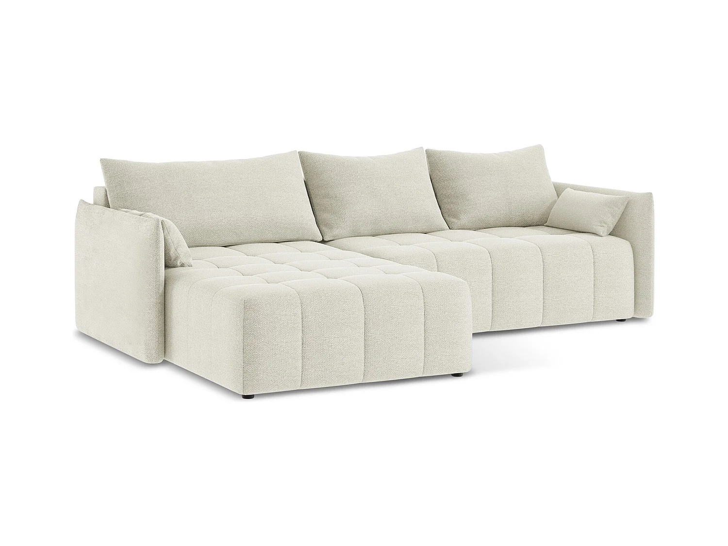 3-Sitzer Ecksofa mit Schlaffunktion - Ecke Links - Bouclé - Sand - MOKU