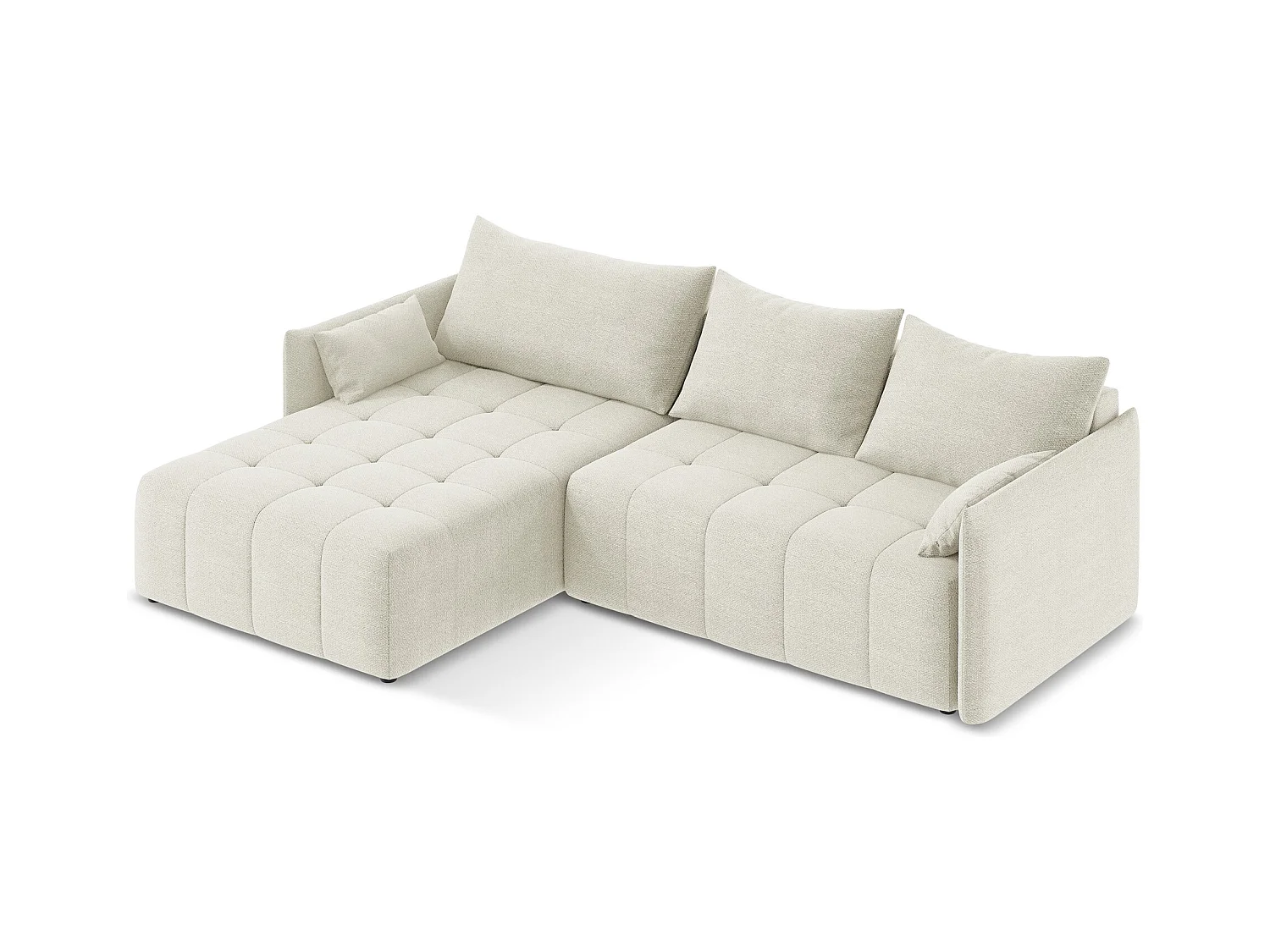 3-Sitzer Ecksofa mit Schlaffunktion - Ecke Links - Bouclé - Sand - MOKU