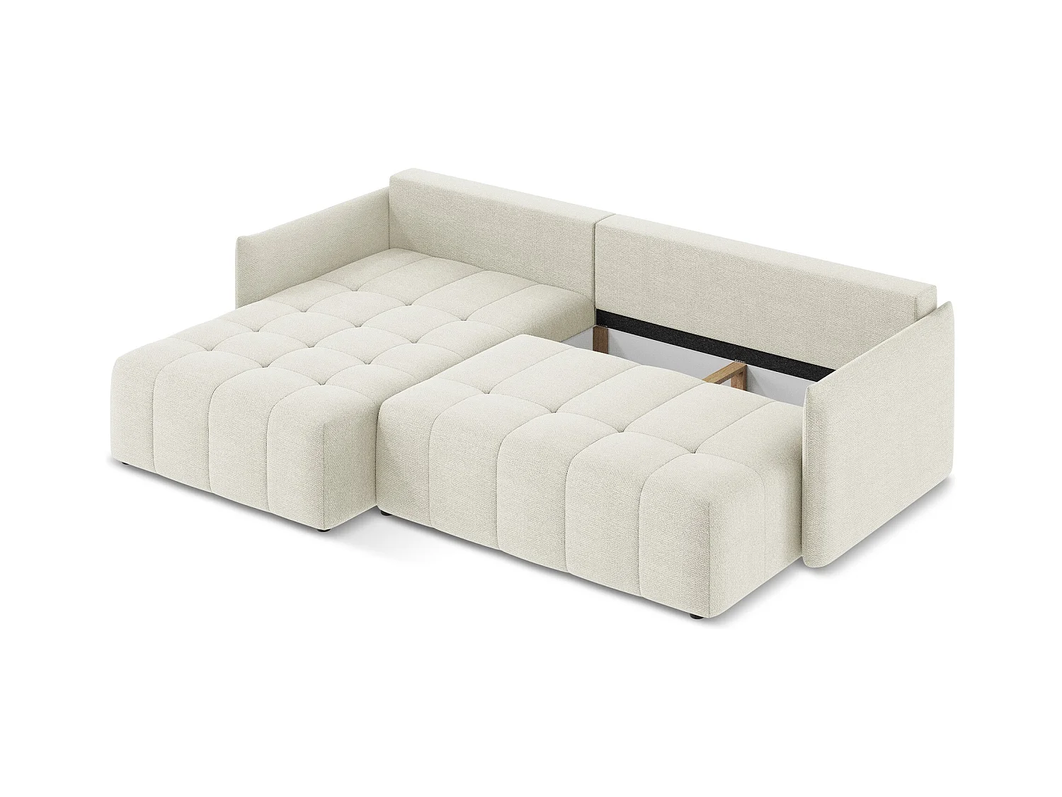 3-Sitzer Ecksofa mit Schlaffunktion - Ecke Links - Bouclé - Sand - MOKU