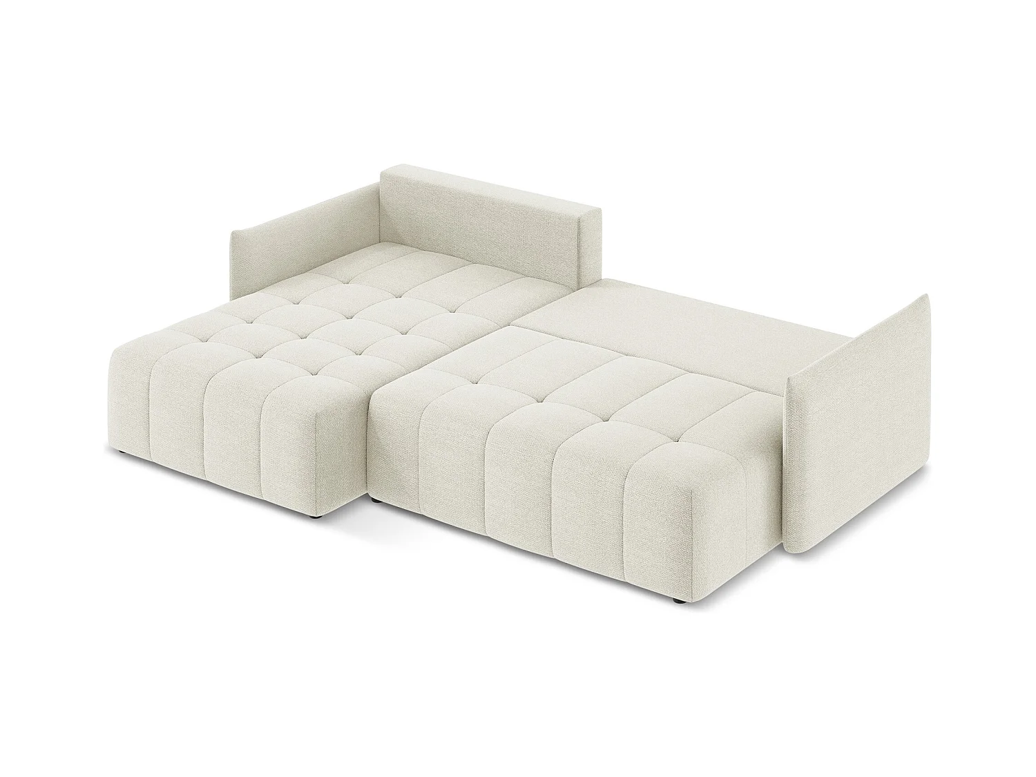 3-Sitzer Ecksofa mit Schlaffunktion - Ecke Links - Bouclé - Sand - MOKU
